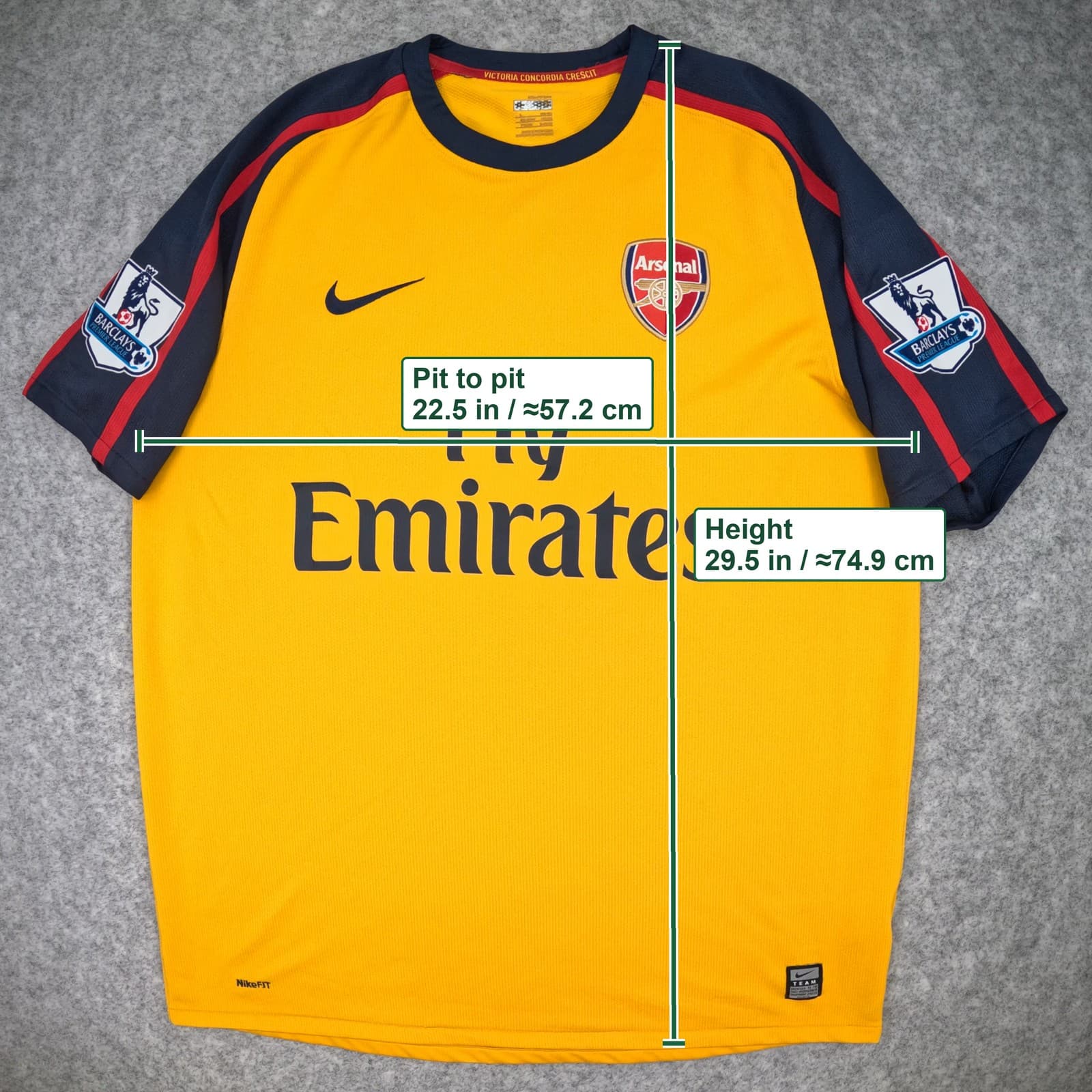 Arsenal Football Shirt Large Yellow Away 2008 2009 Nike Rosicky 7 Soccer Jersey photo 3