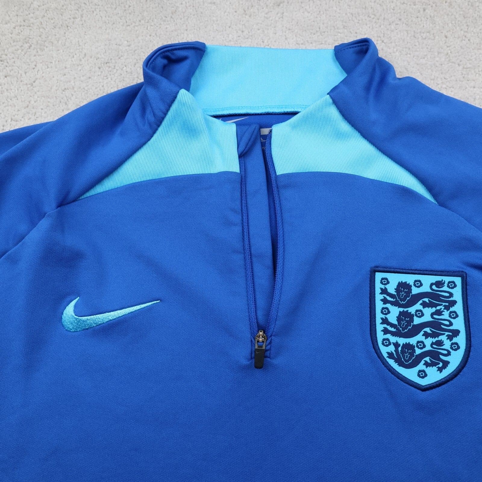 England Football Jumper Large Nike Blue Drill Top Pullover 2022 2023 1/4 Zip photo 3