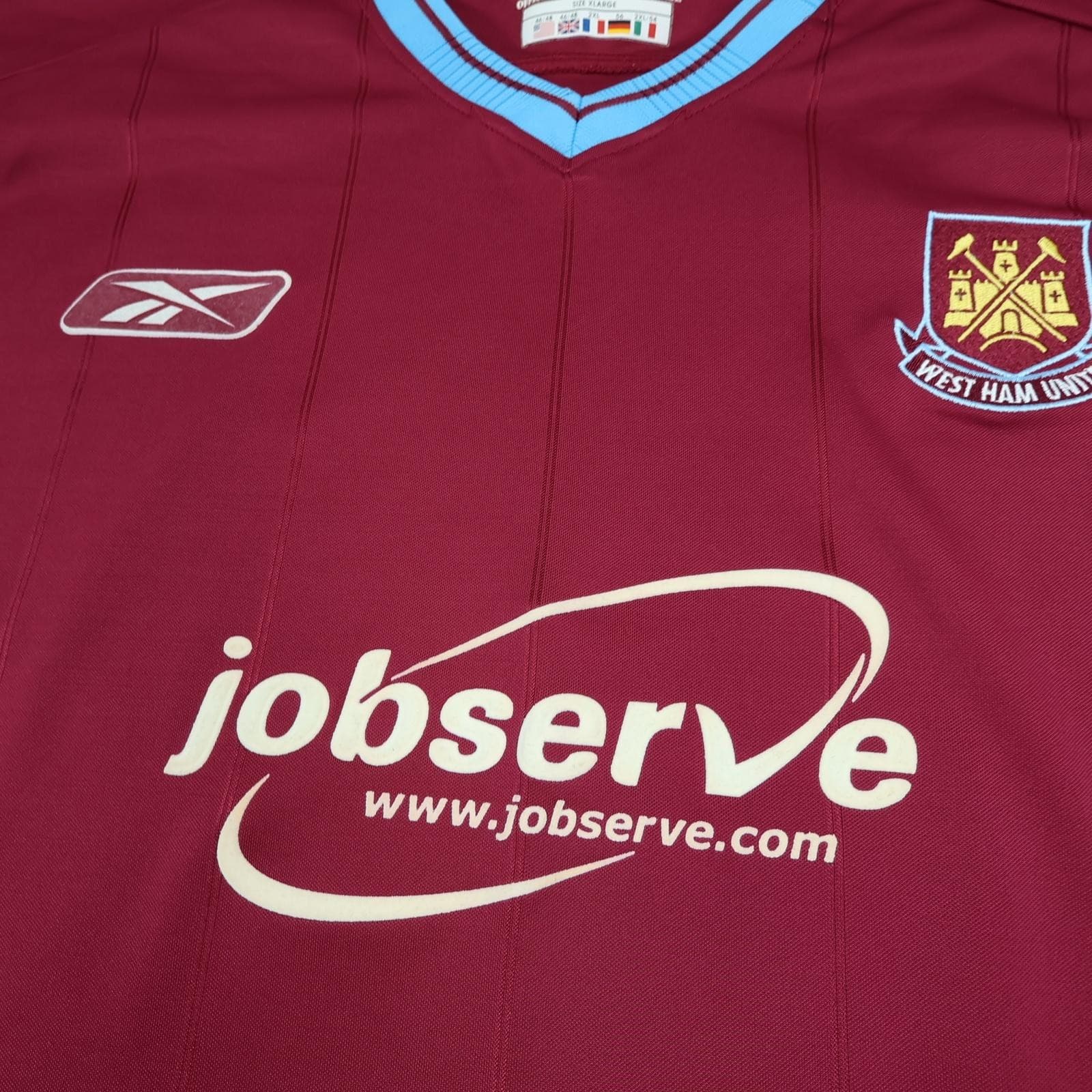 Vintage West Ham United Shirt Mens 2XL Red Home 2003 2005 Reebok Jobserve photo 3