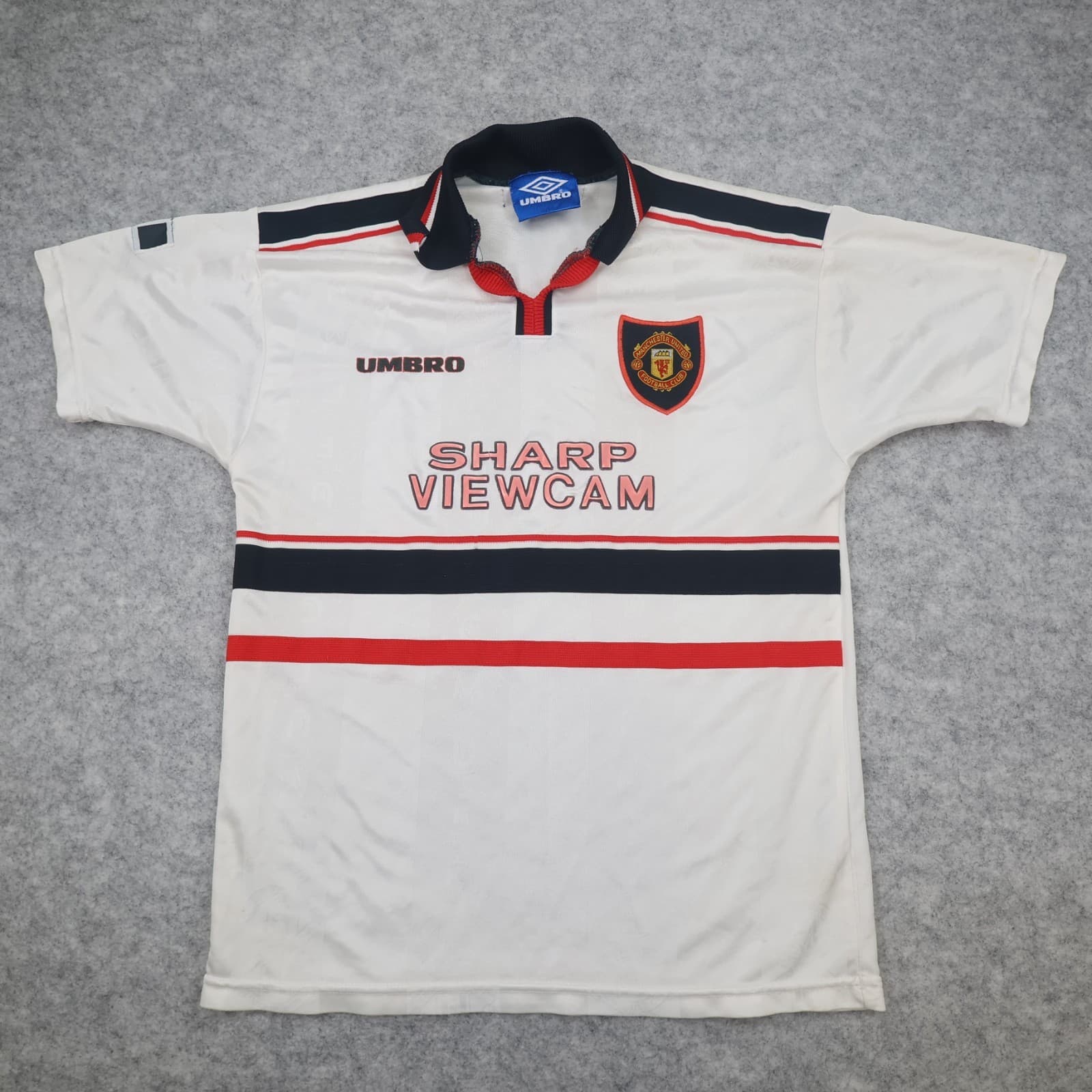 Vintage Manchester United Shirt Kids Large White Away Kit 1997 1999 Umbro Jersey