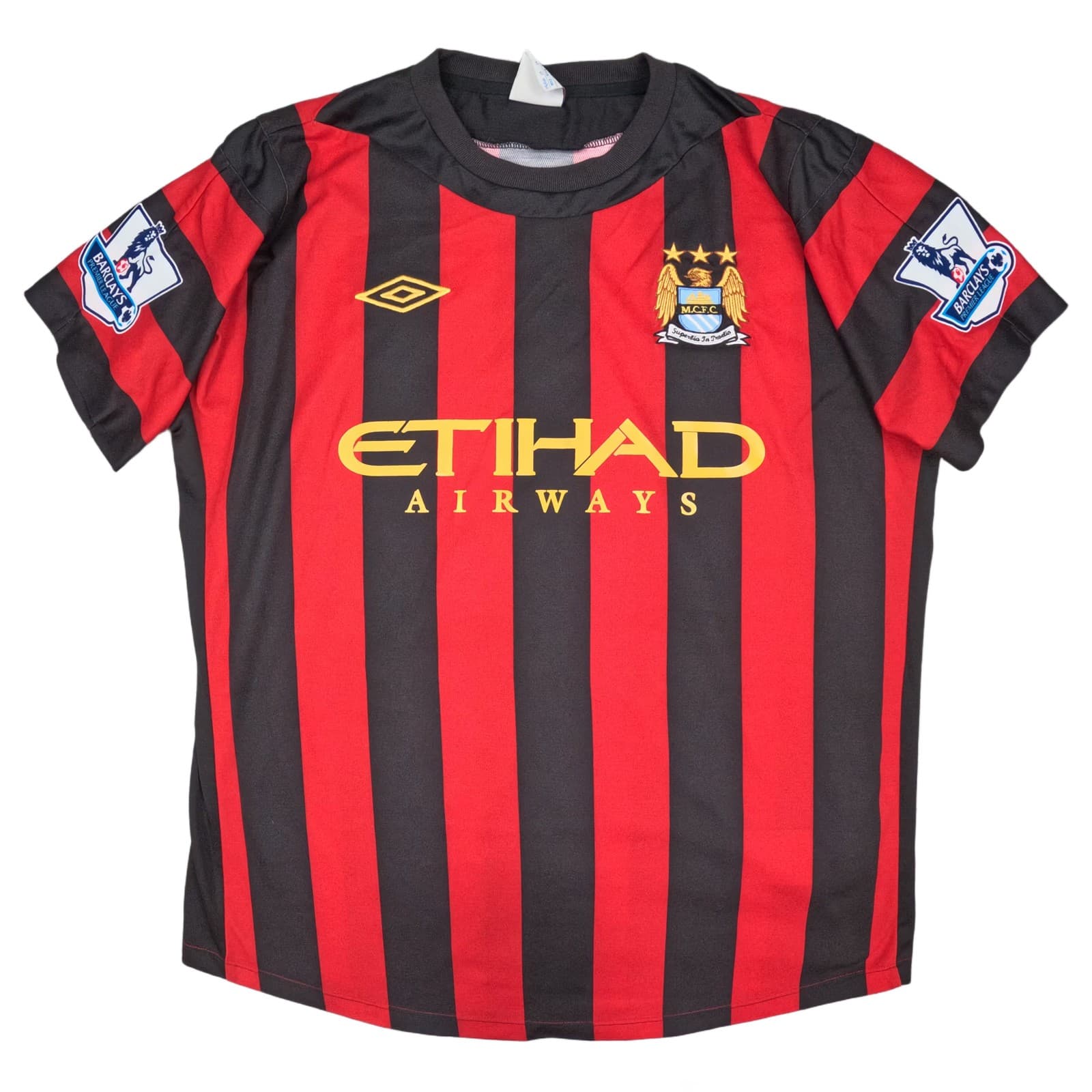Manchester City Football Shirt Medium Red and Black Away 2011 2012 Umbro 42 photo 2