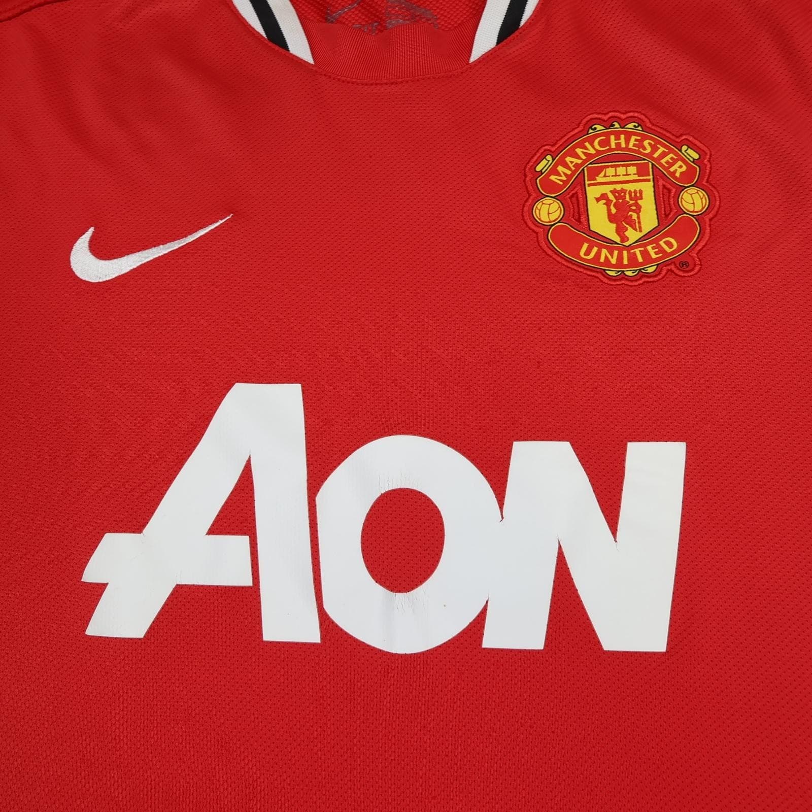 Manchester United Shirt Mens Large Red Home 2011 2012 Football Nike AON Jersey photo 3