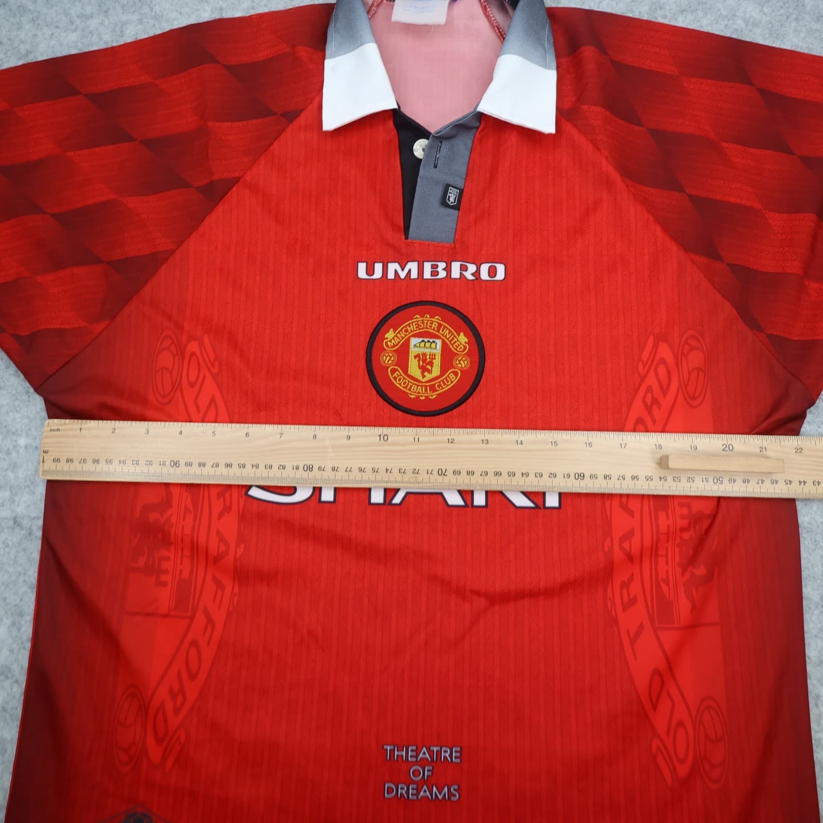 Vintage Manchester United Shirt Large Red Home 1996 1998 Umbro Soccer Jersey photo 11