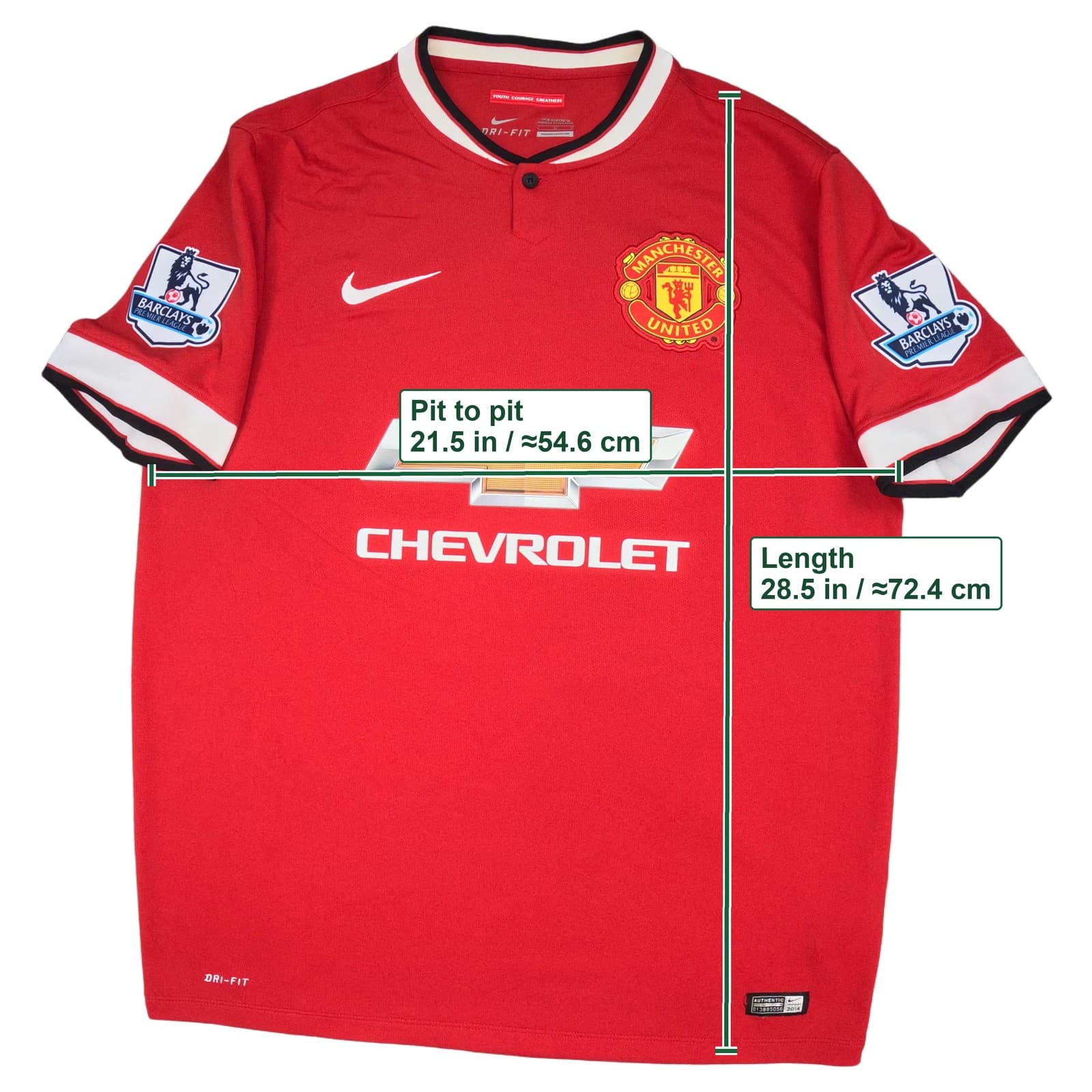 Manchester United Football Shirt Large Red Home 2014 2015 Nike Wayne Rooney 10 photo 3