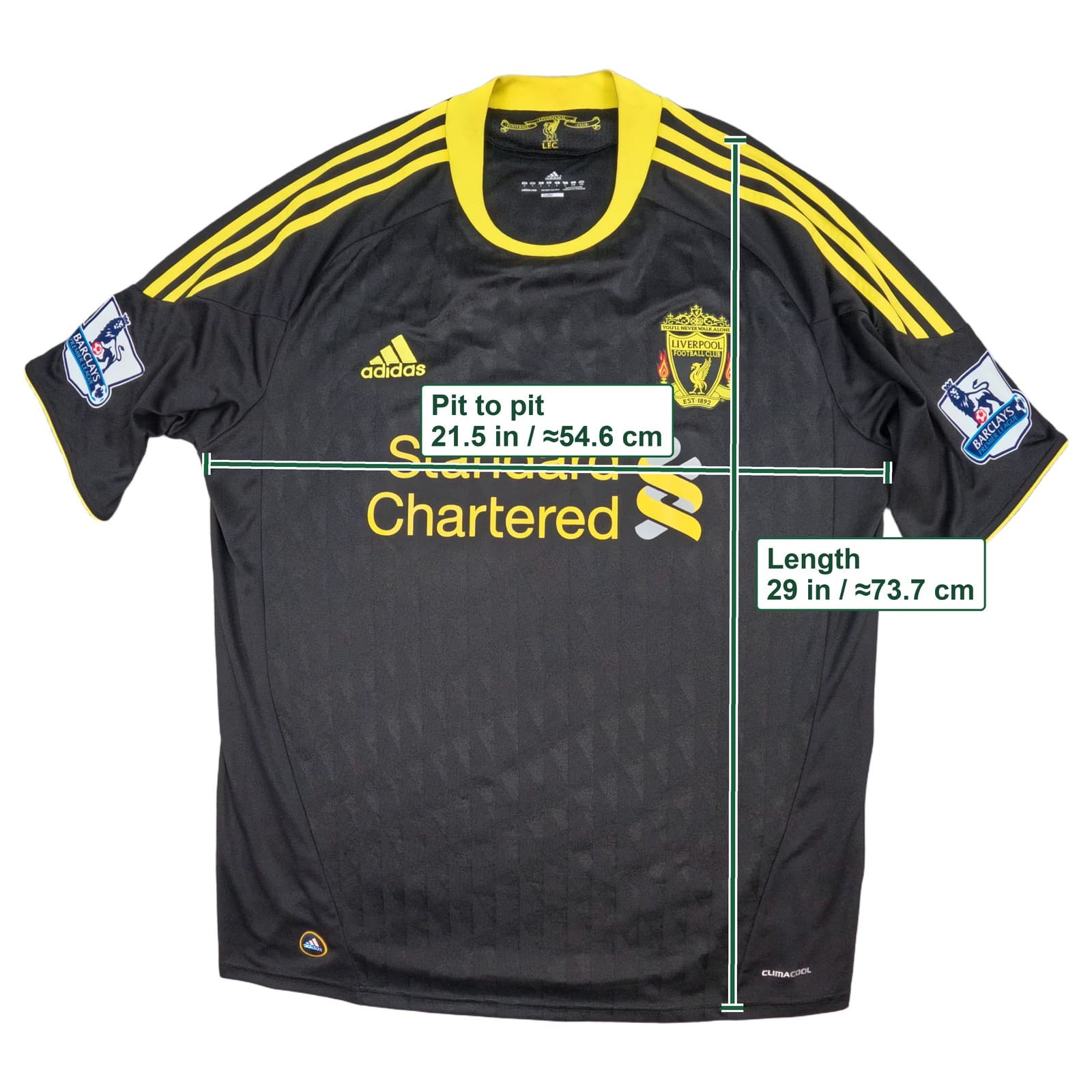 Liverpool Football Shirt Large Third 2010 2011 adidas Luis Suarez Soccer Jersey photo 6