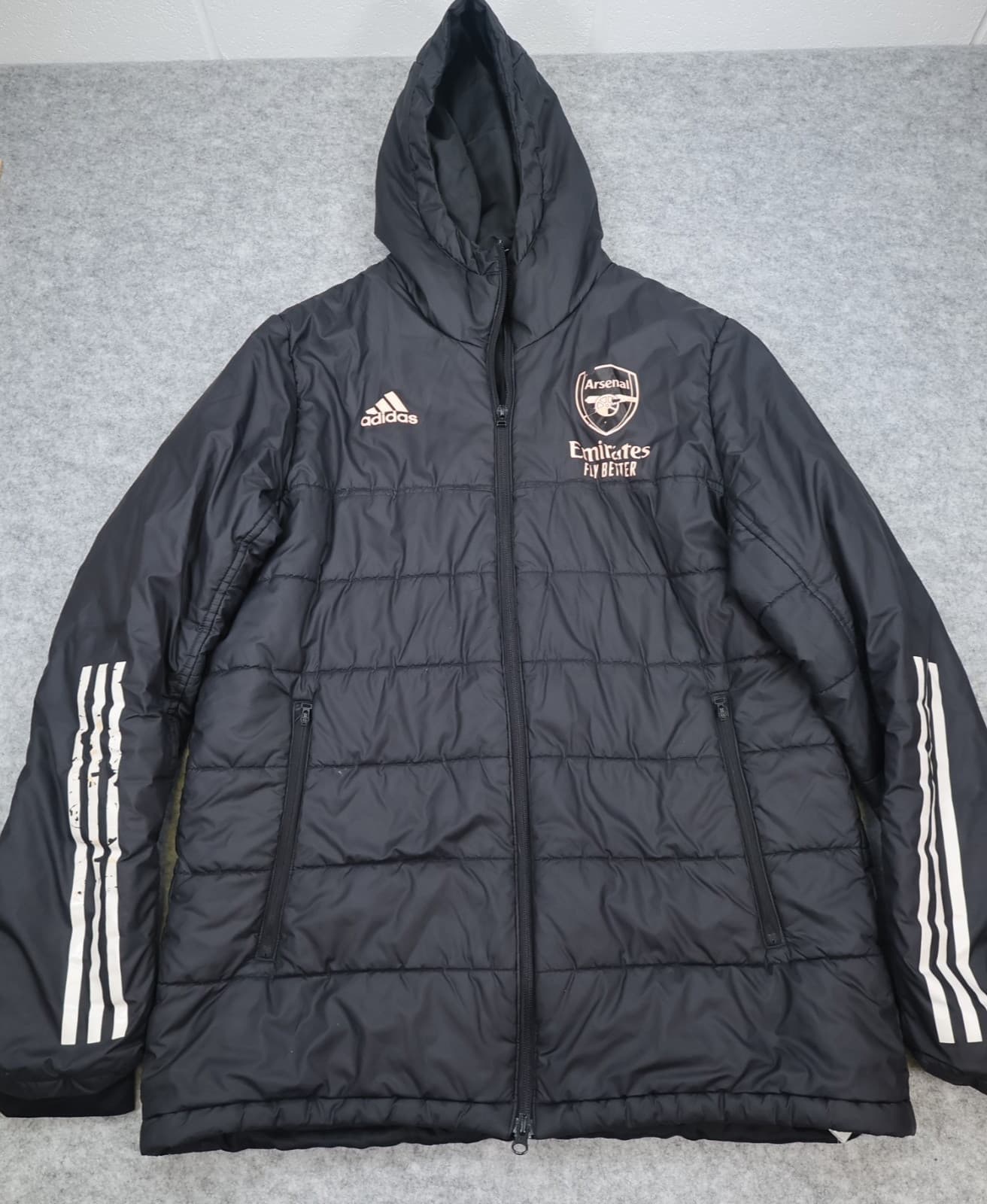 Arsenal Jacket Large Black Winter Adidas Padded Long Bench Coat 2020 2021