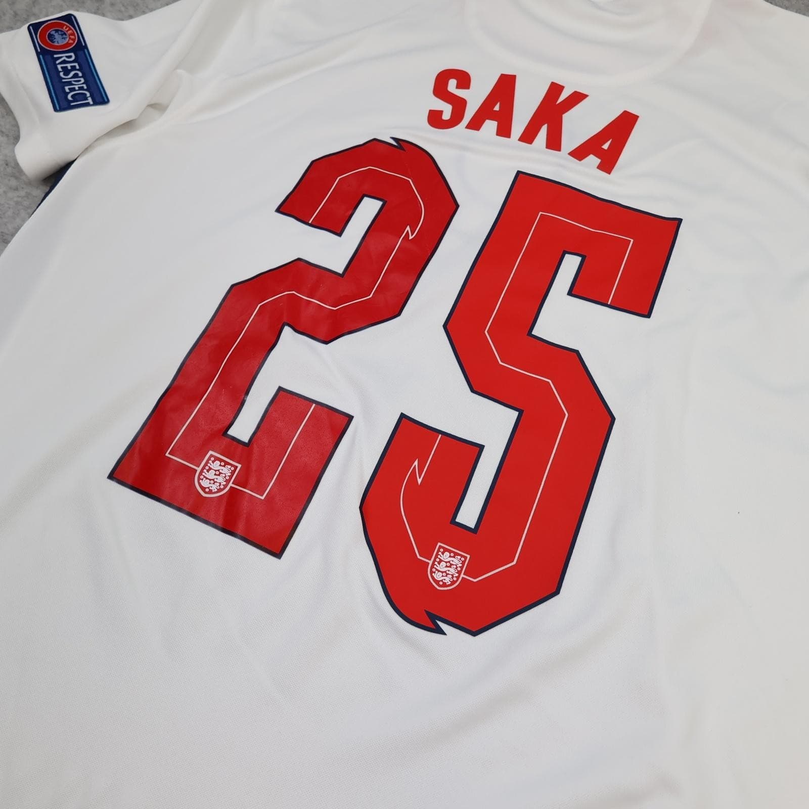 England Home Shirt Mens Medium White 2020 2021 Football Nike Saka 25 Jersey photo 10