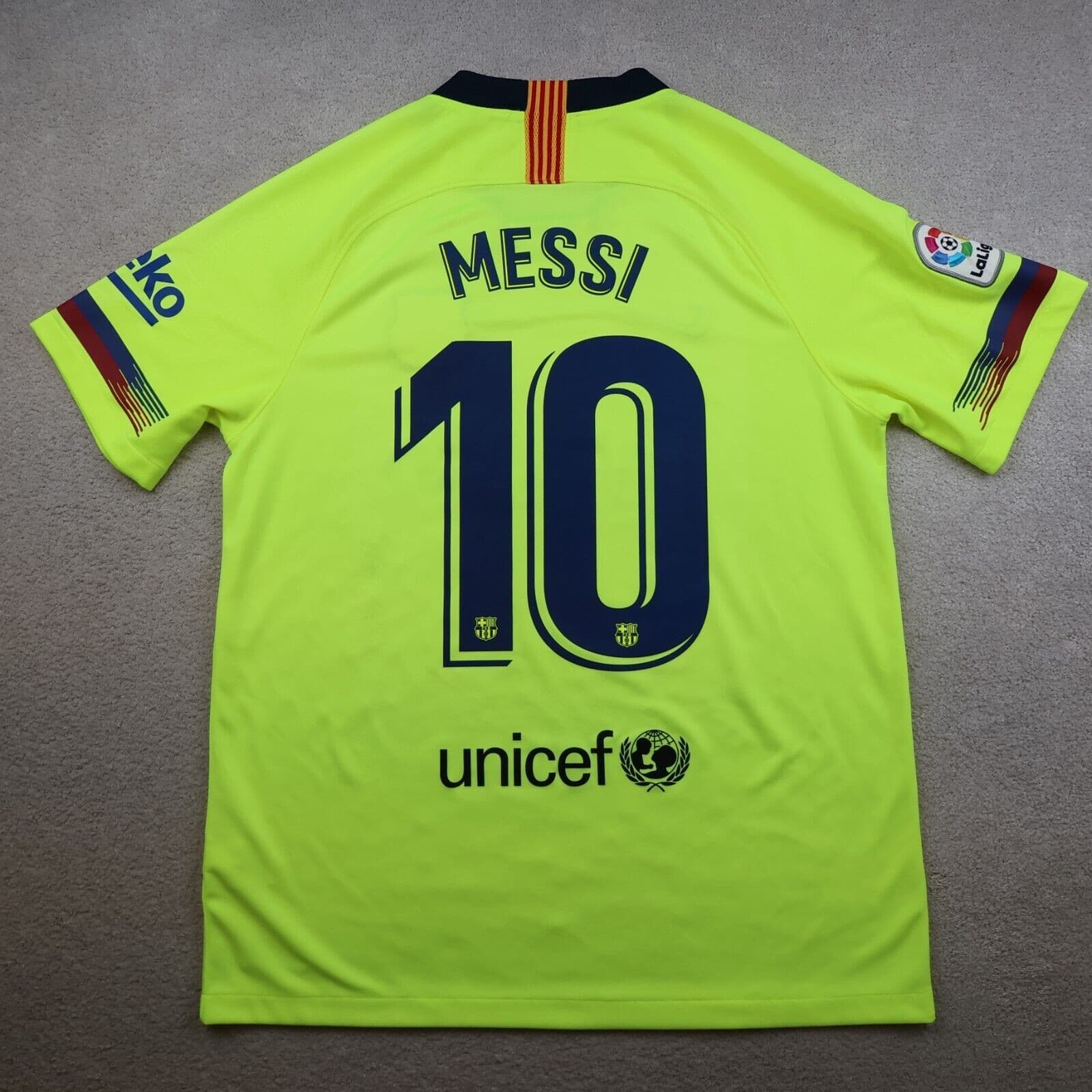 Barcelona Shirt Large Yellow Third Kit 2014 2015 Nike Soccer Jersey Lionel Messi