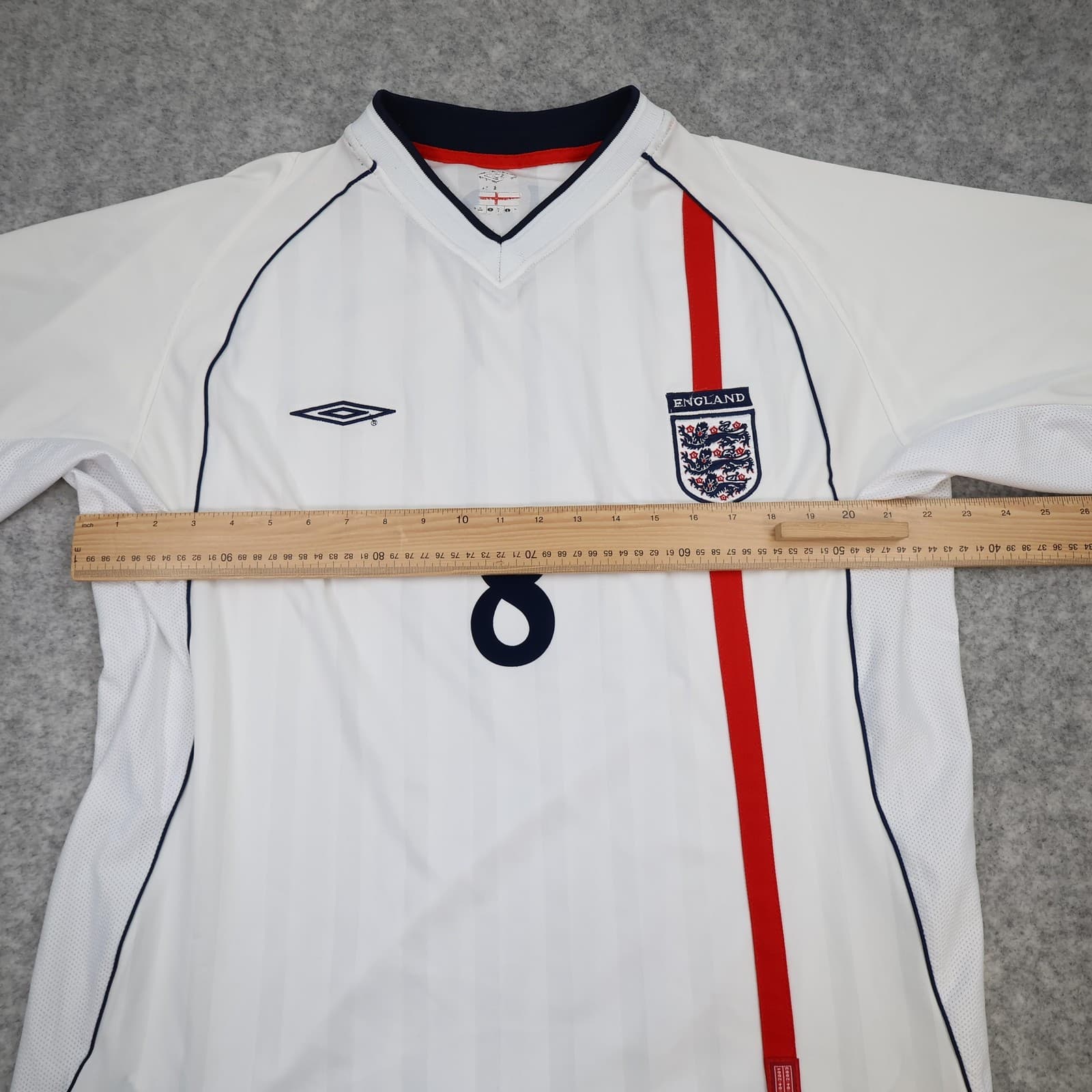 Vintage England Home Shirt Mens XL White 2001 2003 Football Umbro Scholes 8 photo 10