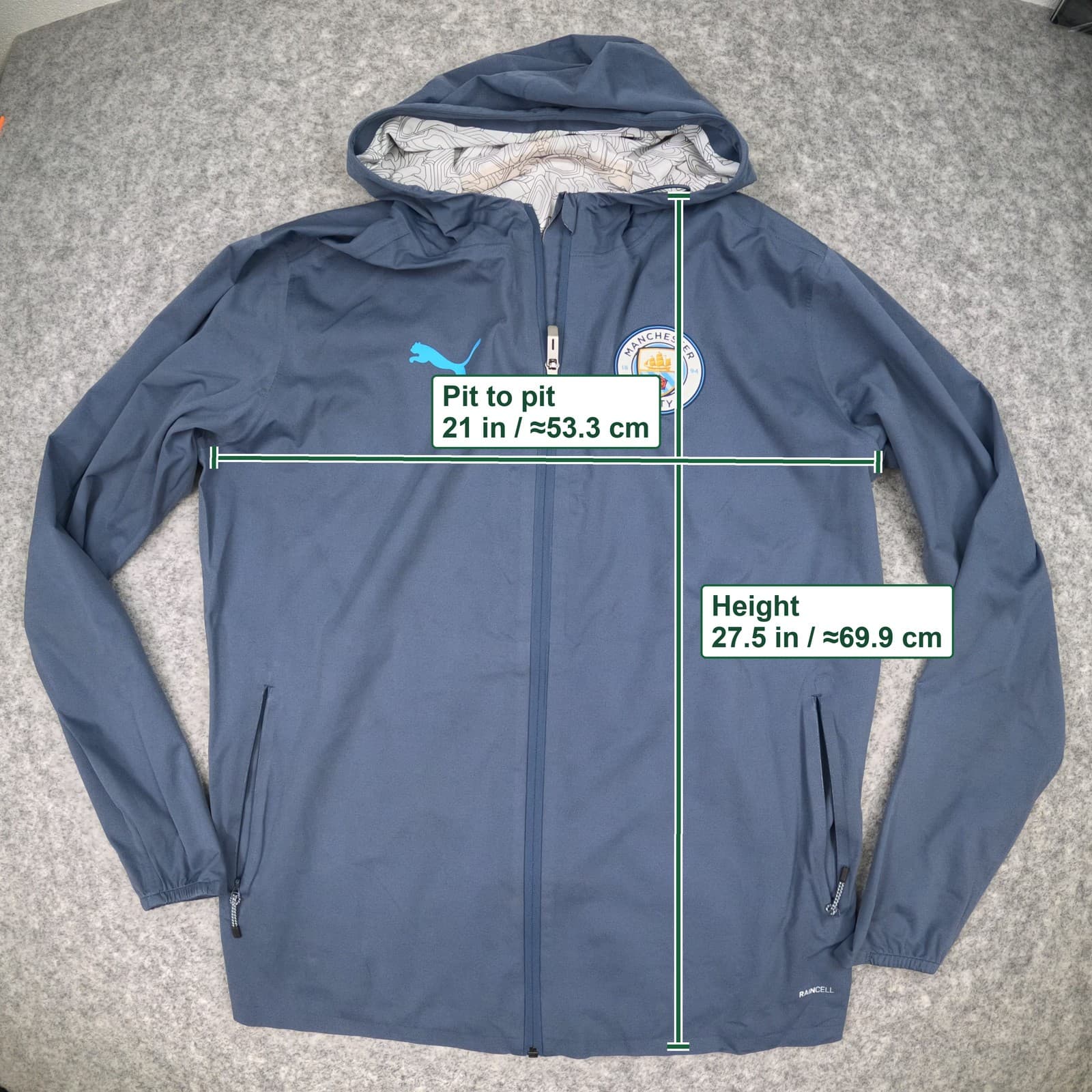 Manchester City Jacket Medium Blue PUMA Long Sleeve RAINCELL Football Zip photo 8