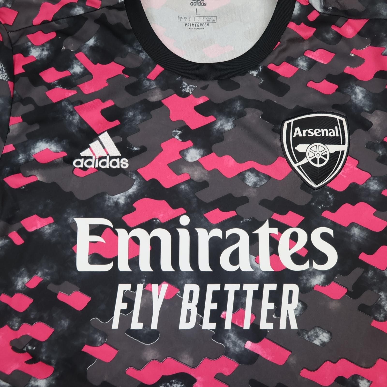Arsenal Training Shirt Mens Large Black 2021 2022 EPL Football Adidas Jersey photo 3