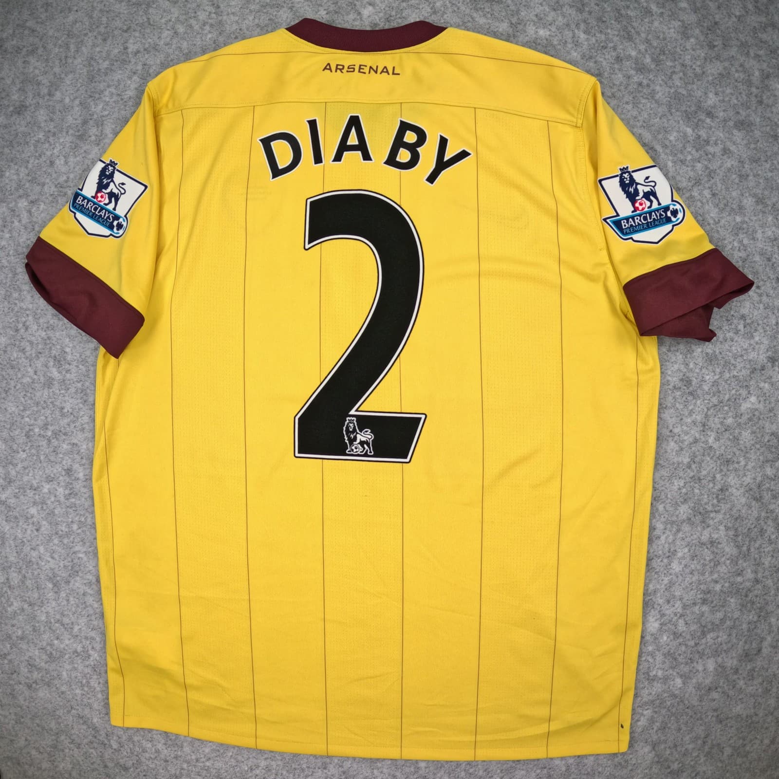 Arsenal Football Shirt Adult Large Yellow Away 2010 2013 Nike Diaby Jersey photo 3