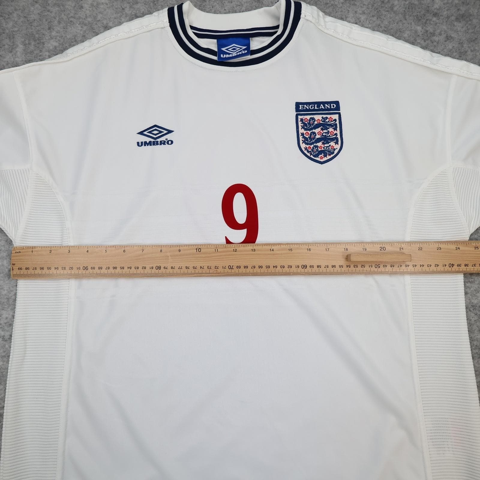 Vintage England Home Shirt Mens 2XL White 1999 2001 Football Umbro Shearer 9 photo 13