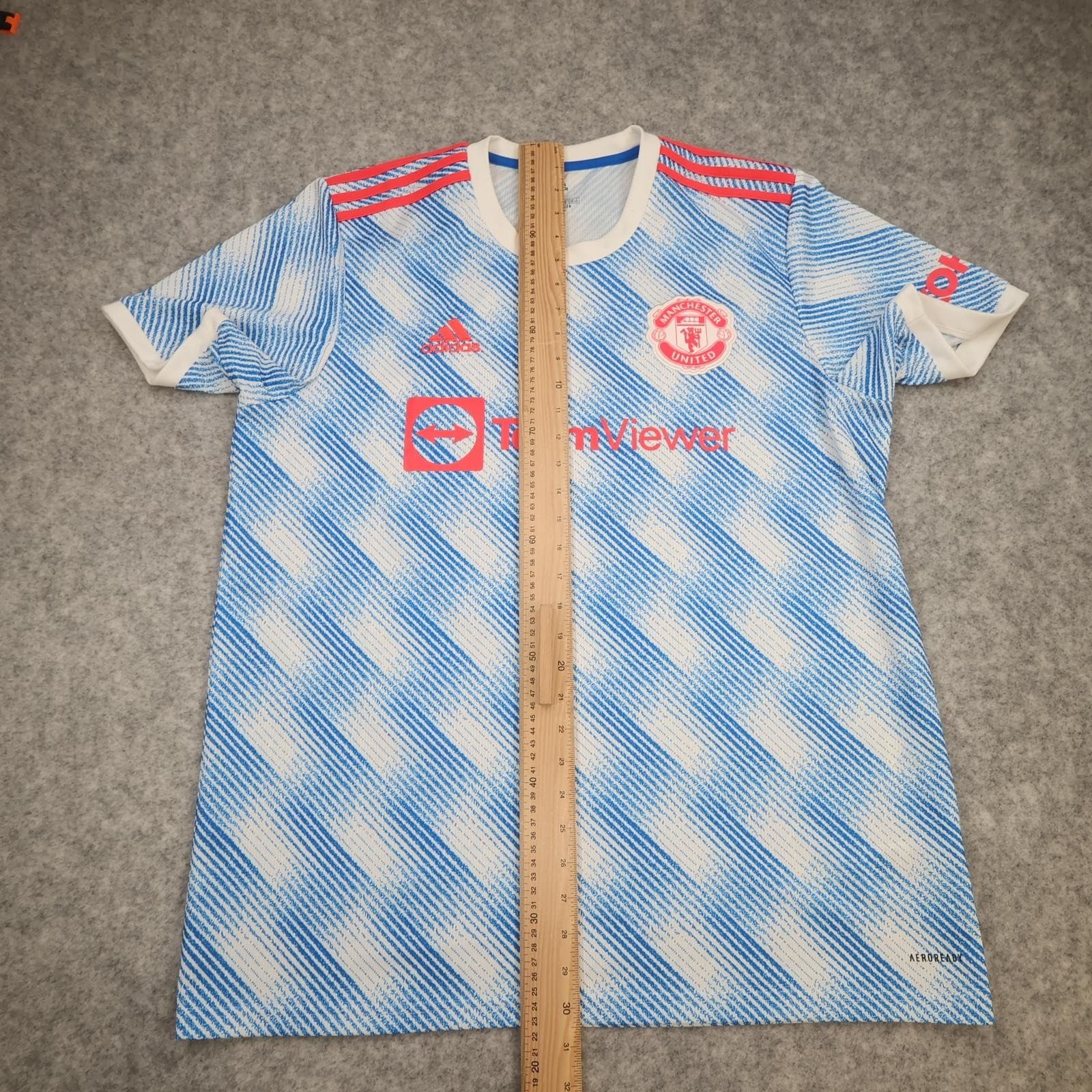Manchester United Shirt Mens XL Blue Away Kit 2021 2022 Football Adidas Sancho photo 12