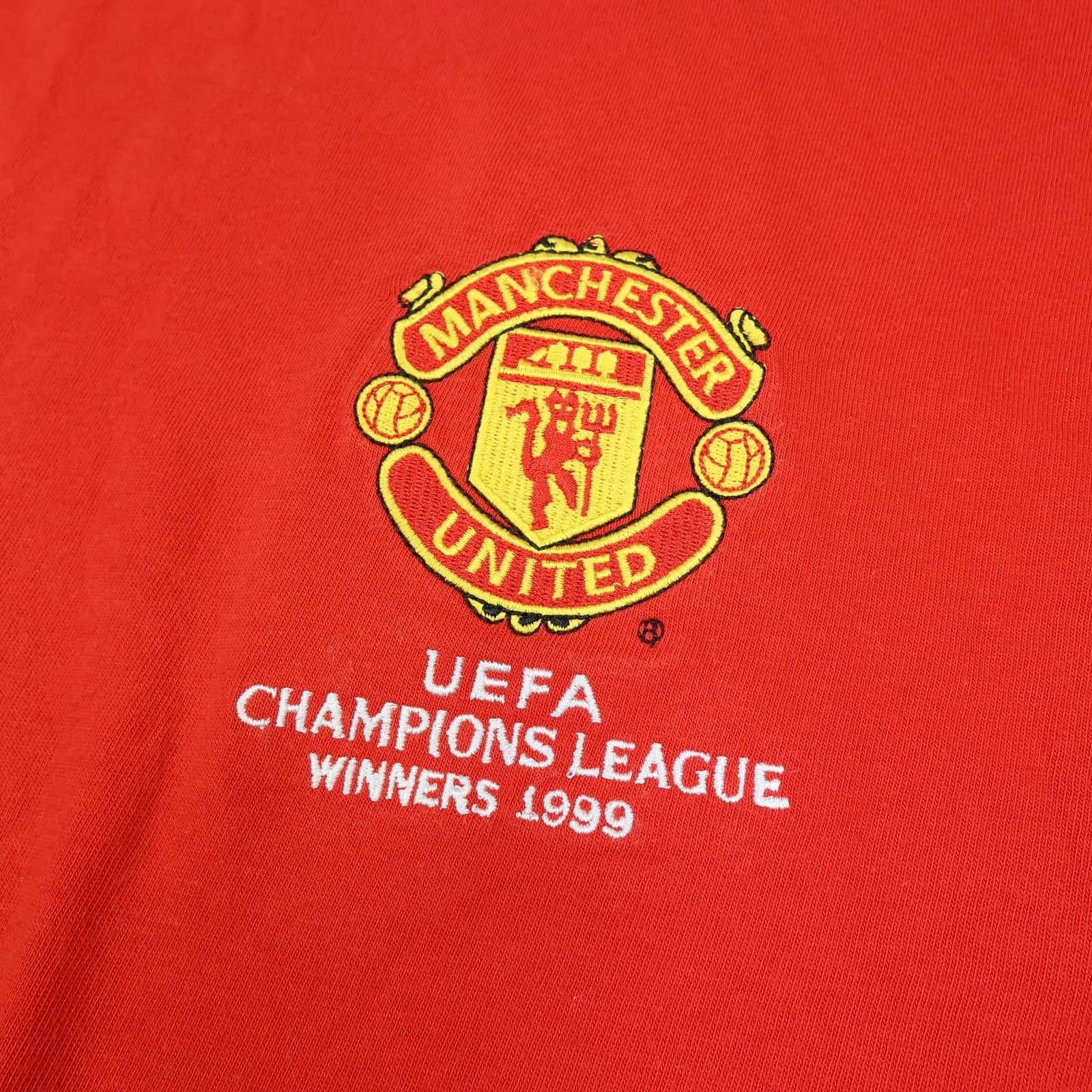Manchester United Shirt Mens XL Red UEFA CL Winners Umbro 1999 Soccer Jersey photo 3