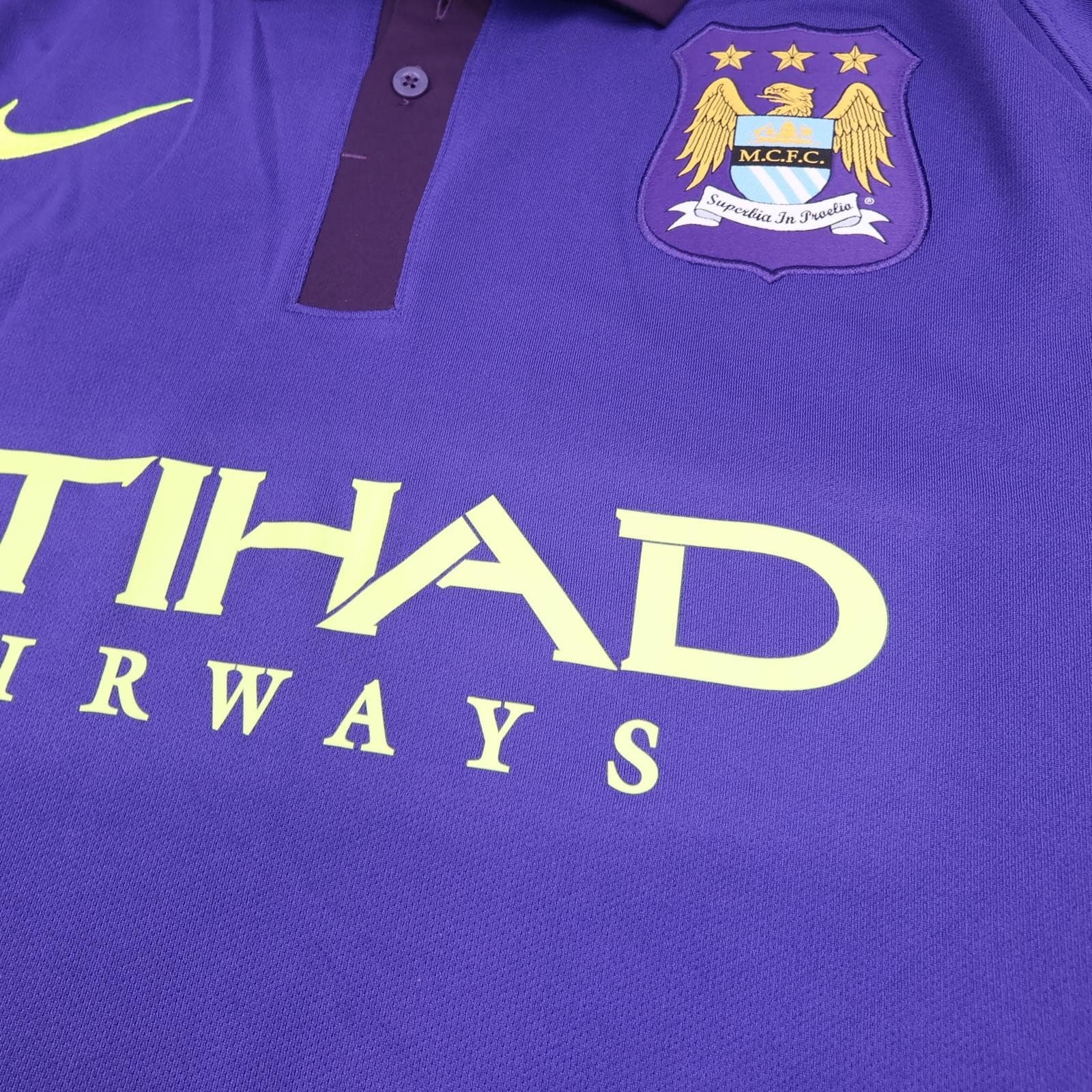 Manchester City Shirt Mens XL Purple 3rd Kit 2014 2015 Football Nike Aguero 16 photo 5