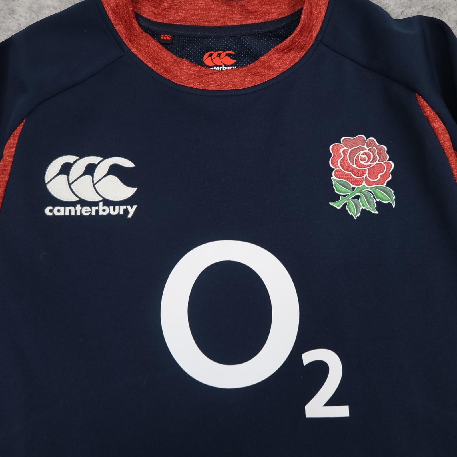 England Rugby Training Shirt Mens Large Navy Red Canterbury O2 Vaposhield Jersey photo 3