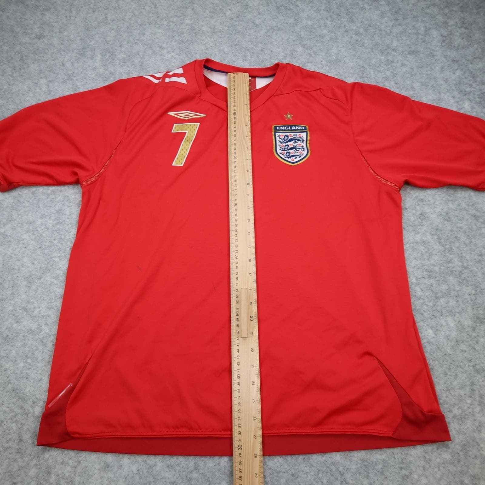 England Away Shirt Mens 2XL Red 2006 2008 Football Umbro Beckham 7 Jersey photo 15