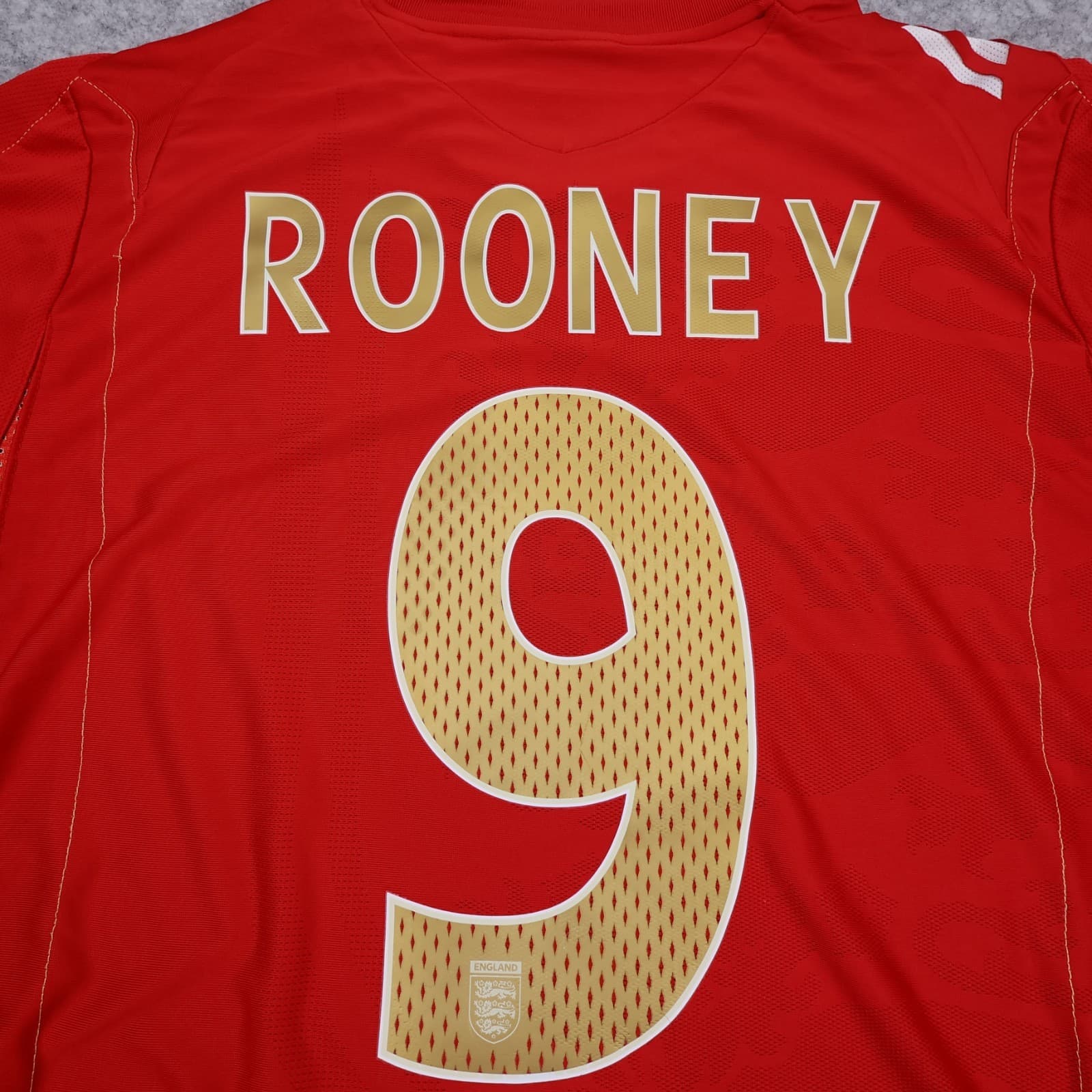 England Football Shirt Large Red Away Kit 2006 2007 2008 Umbro Wayne Rooney 9 photo 14