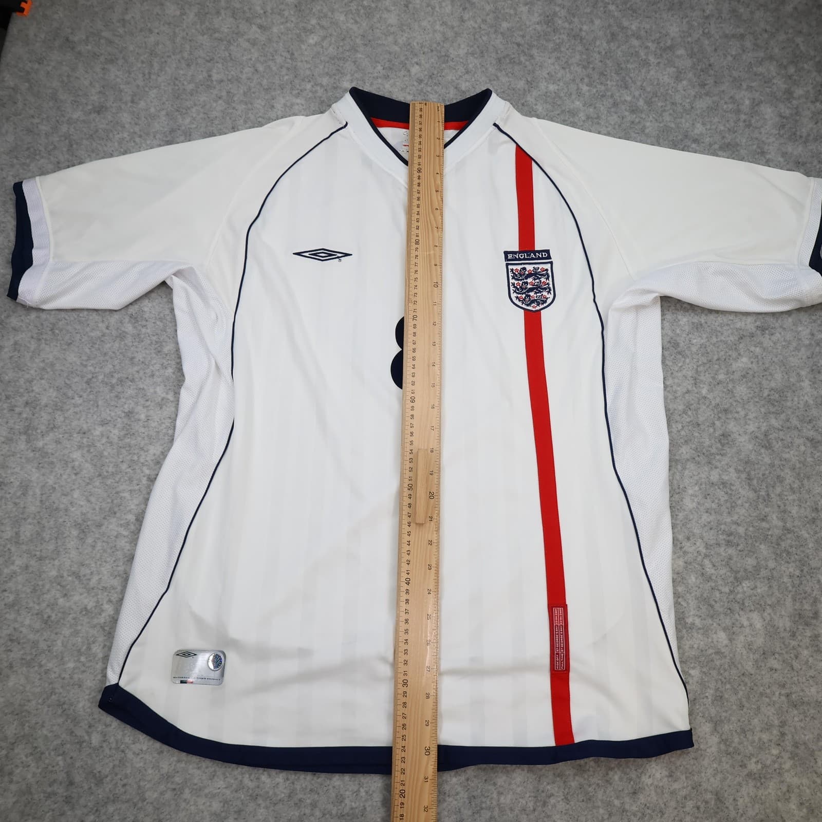 Vintage England Home Shirt Mens XL White 2001 2003 Football Umbro Scholes 8 photo 12
