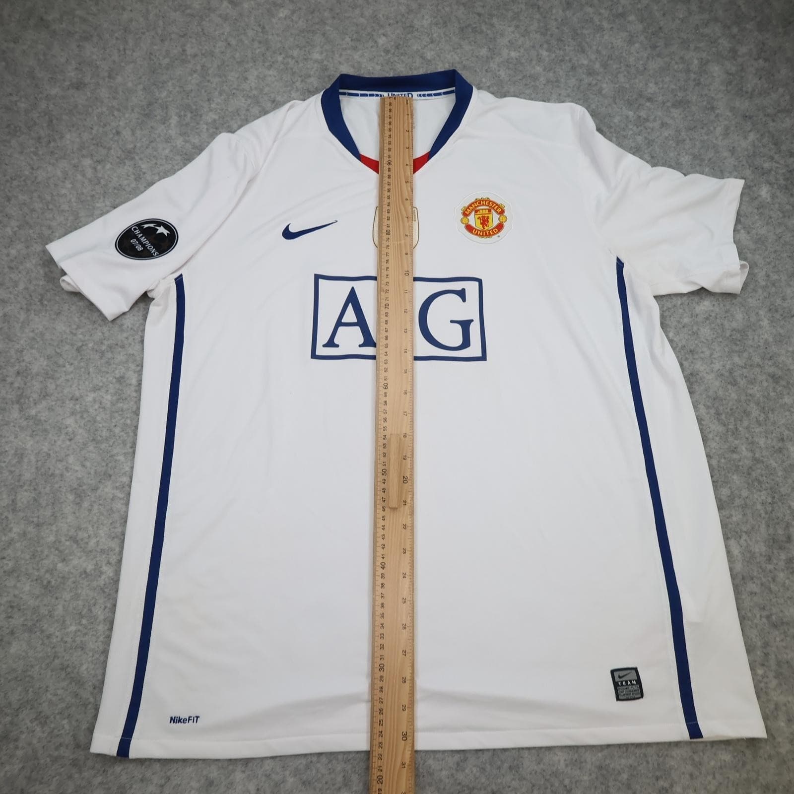 Manchester United Shirt Mens 2XL White Away 2008 2009 Nike AIG Ronaldo 7 Jersey photo 17