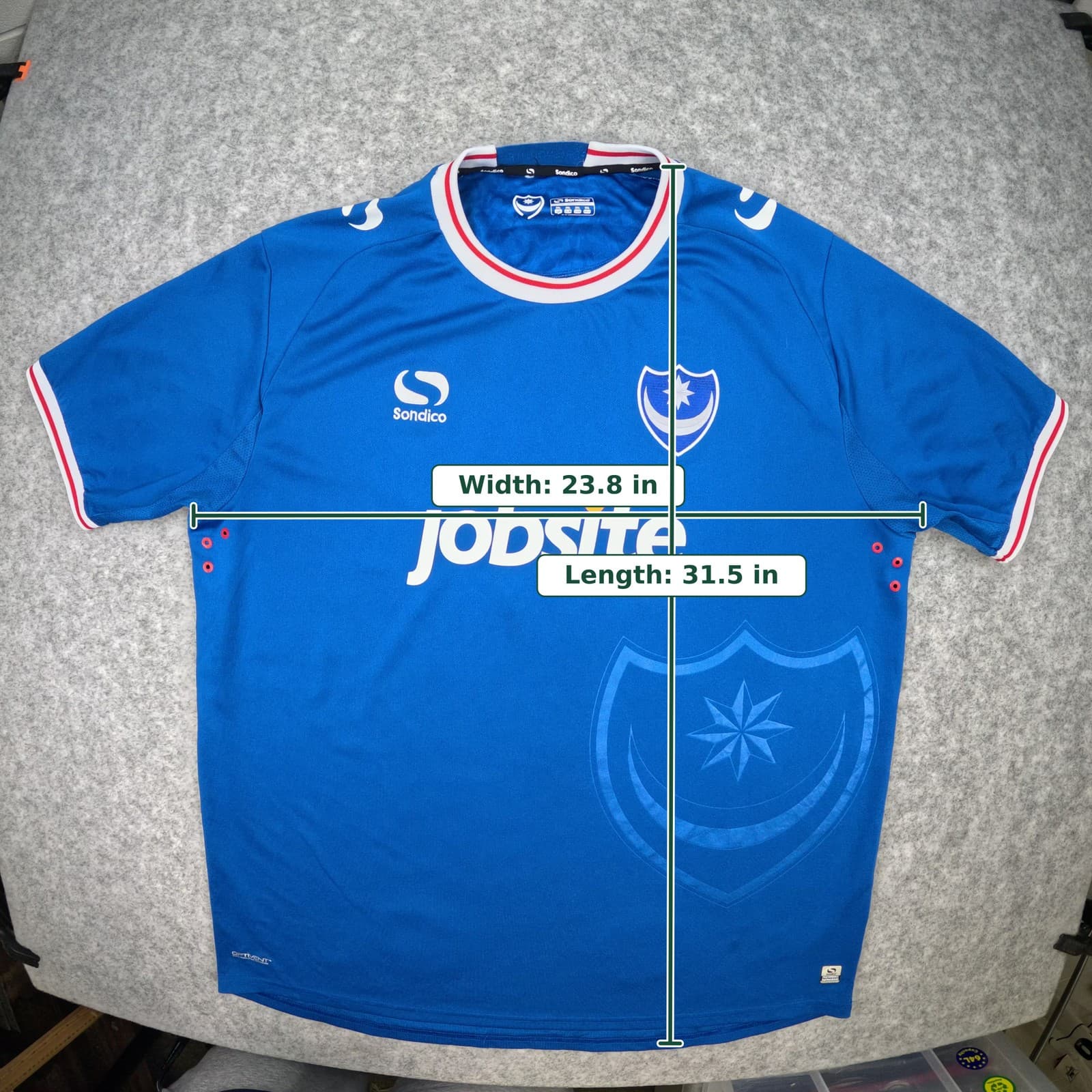 Portsmouth Football Shirt 2XL Blue Home Sondico 2017 2018 Soccer Jersey photo 4