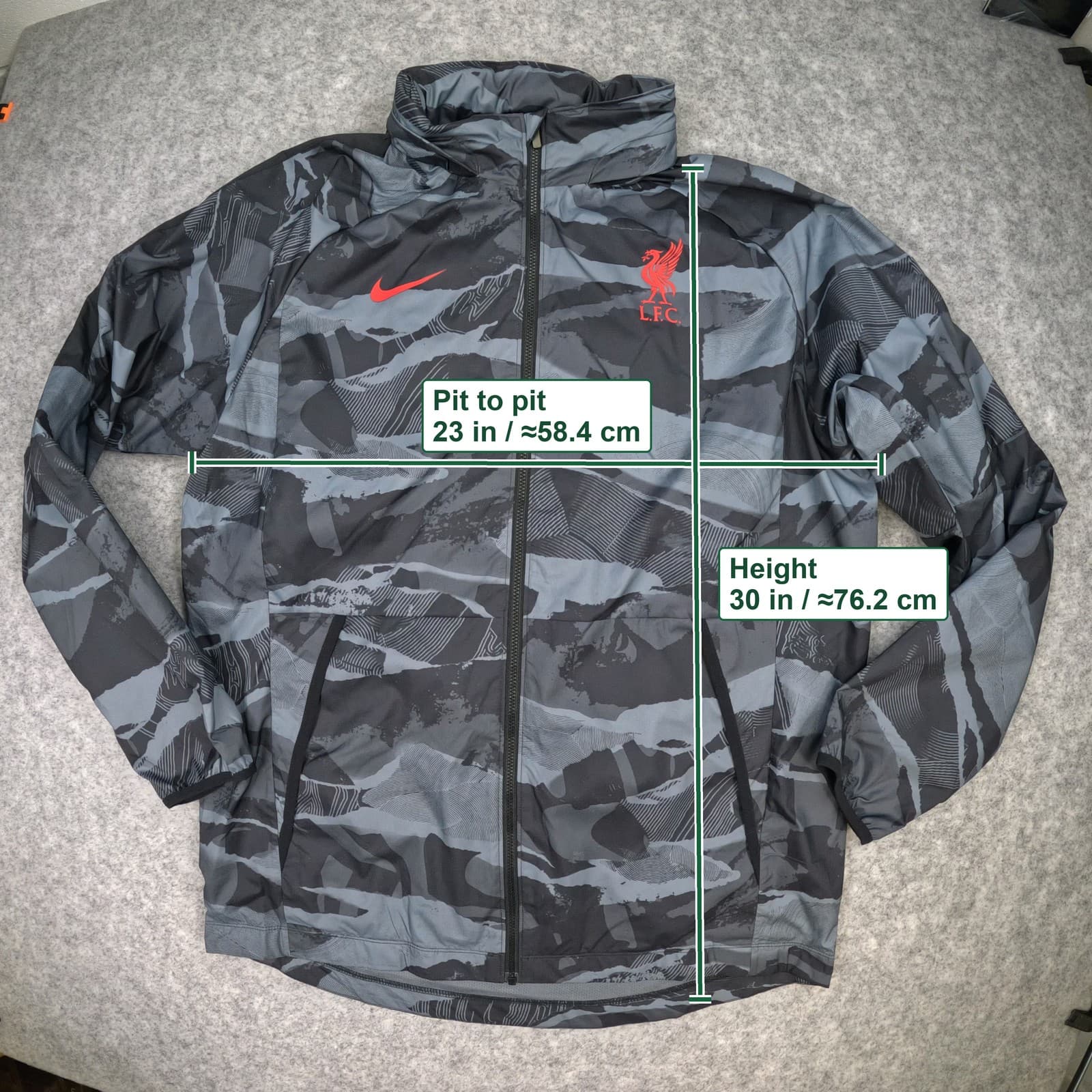 Liverpool Jacket Large Grey Nike Long Sleeve All Weather Fan Zip Football photo 5