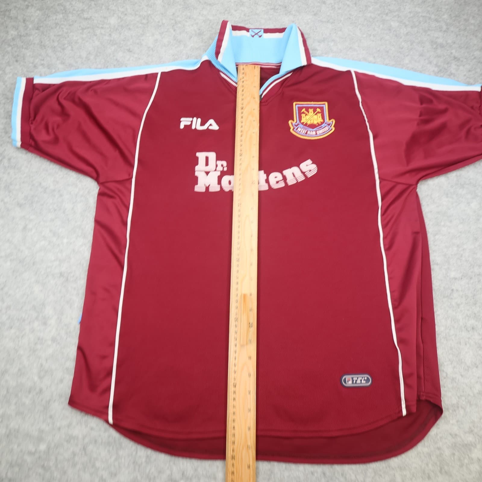 West Ham United Shirt 2XL Burgundy Home Kit 1999 2001 Dr Martens Di Canio Jersey photo 12