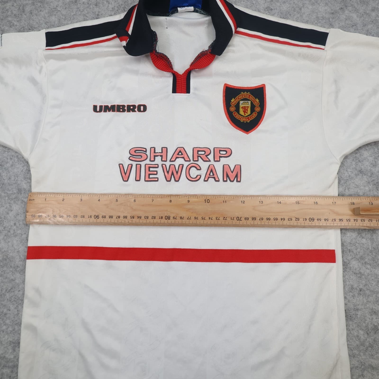 Vintage Manchester United Shirt Kids Large White Away Kit 1997 1999 Umbro Jersey photo 9
