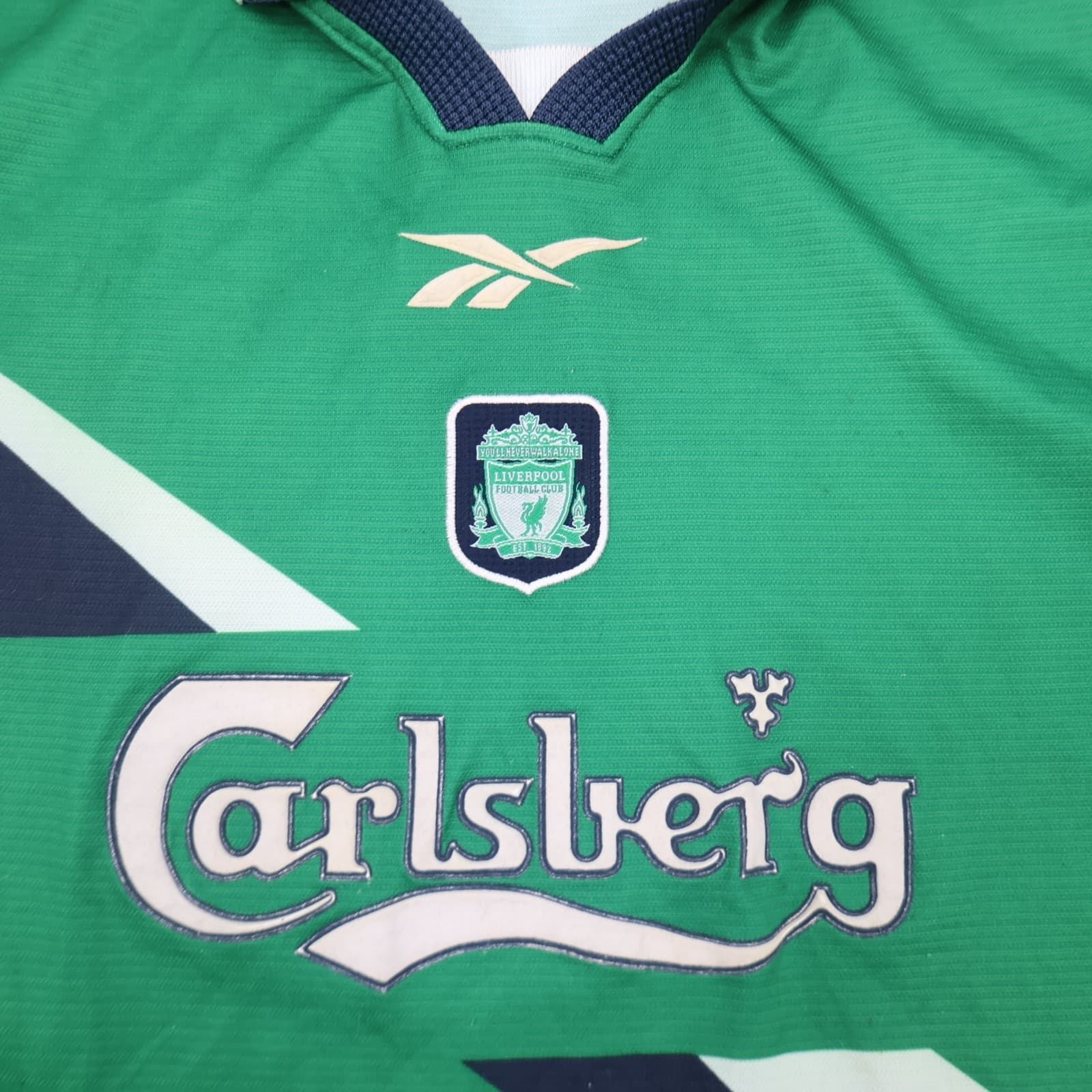 Vintage Liverpool Shirt Small Green Away Kit 1999 2000 Reebok 34/36" photo 3