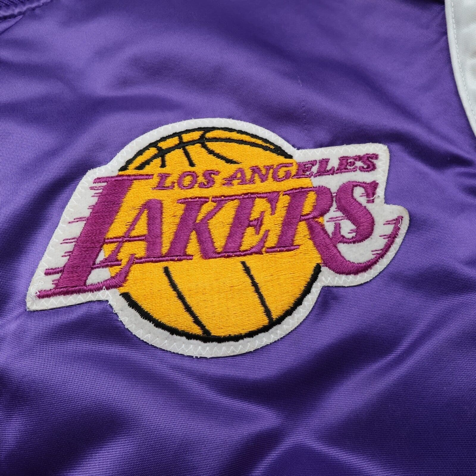 Vintage Los Angeles Lakers Jacket Medium Starter 80s NBA Varsity Purple Satin photo 3