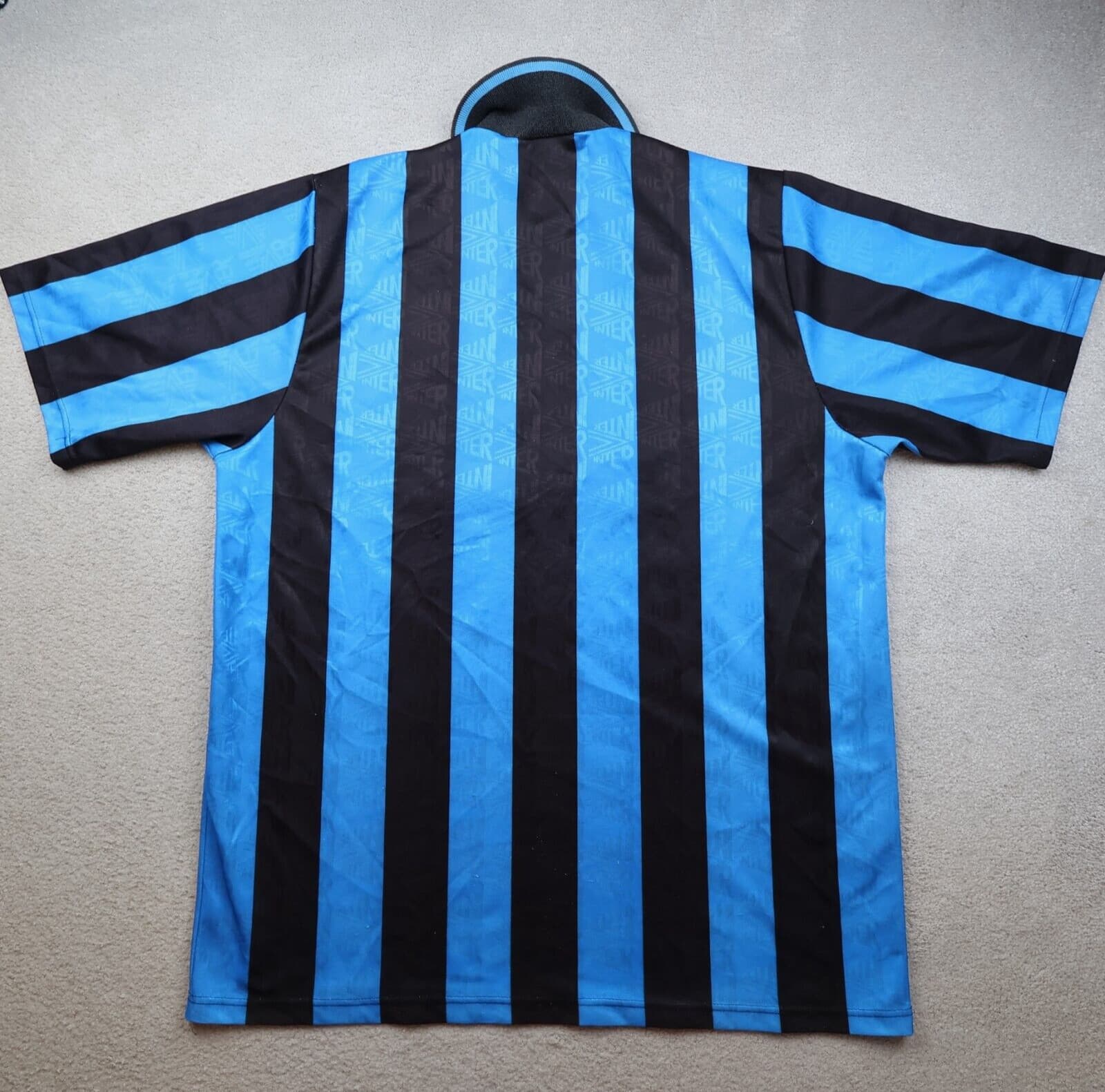 Vintage Inter Milan Shirt Large Blue Home Umbro Soccer Jersey 1992 1993 1994 90s photo 2