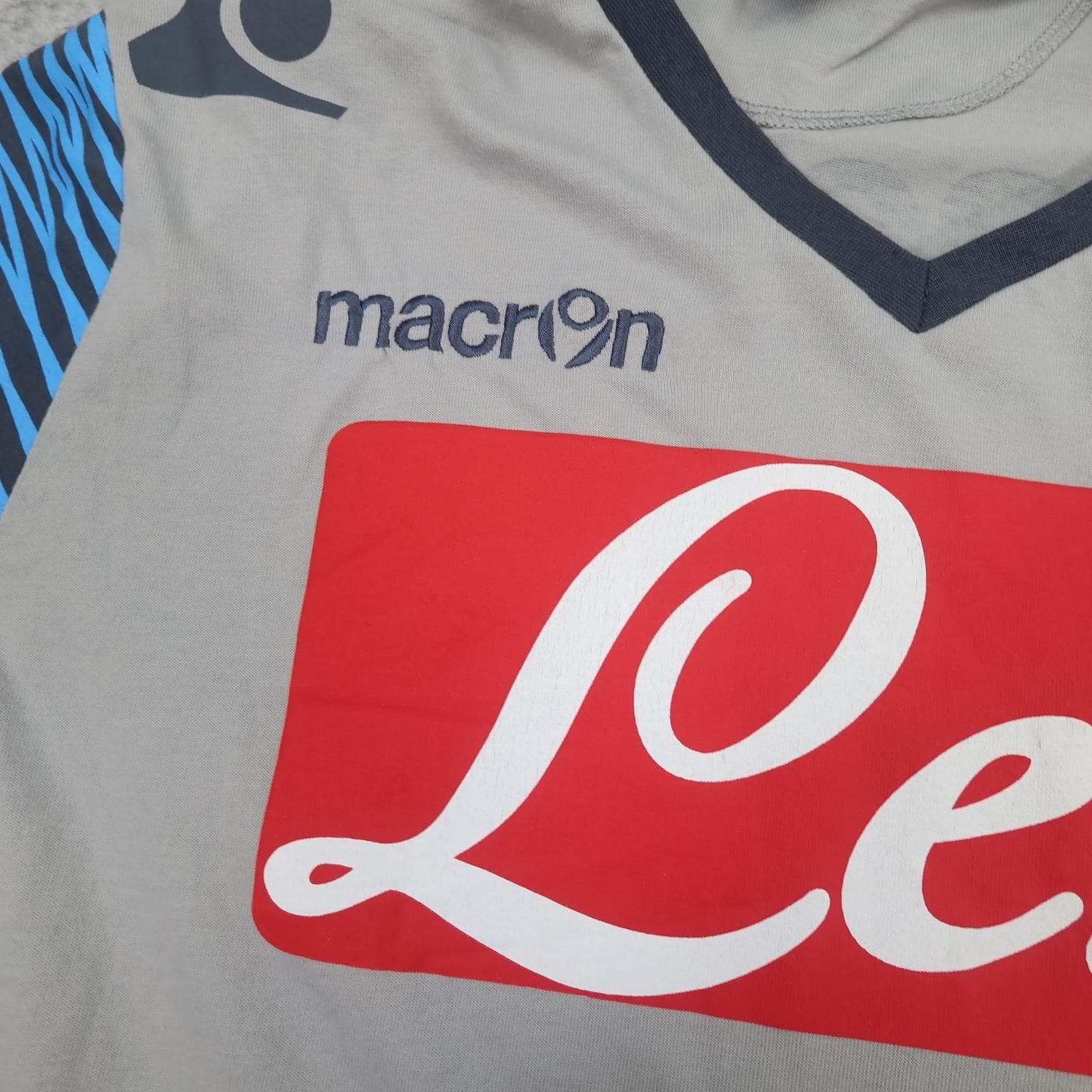 SSC Napoli Training Shirt Mens XL Grey Football Macron 2014 2015 Jersey photo 4