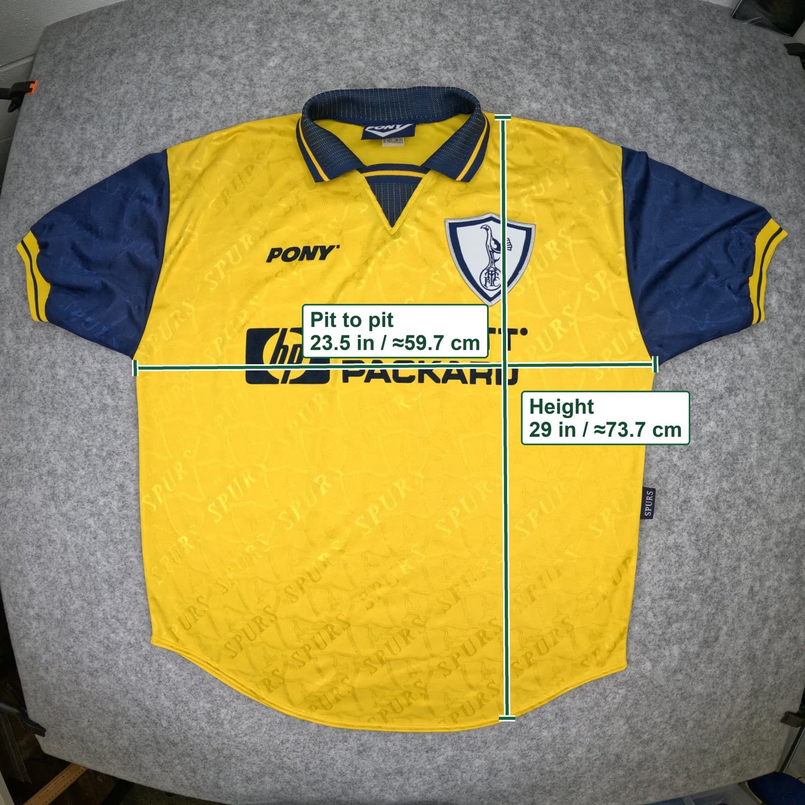 Vintage Tottenham Hotspur Football Shirt Large Yellow Away 1996 1997 PONY photo 3