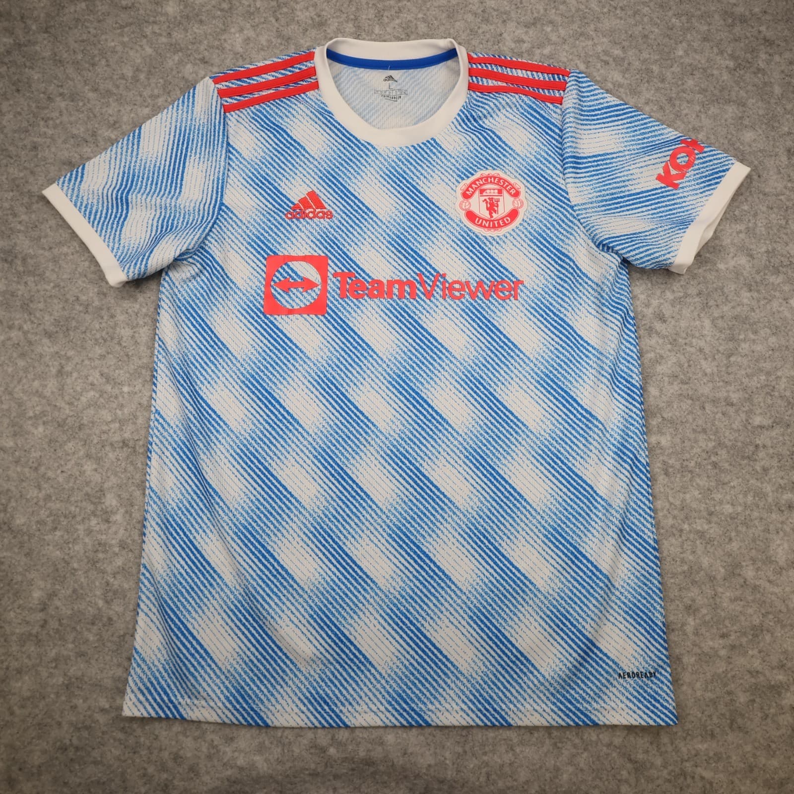 Manchester United Shirt Large Blue Away Kit 2021 2022 Adidas Football Jersey