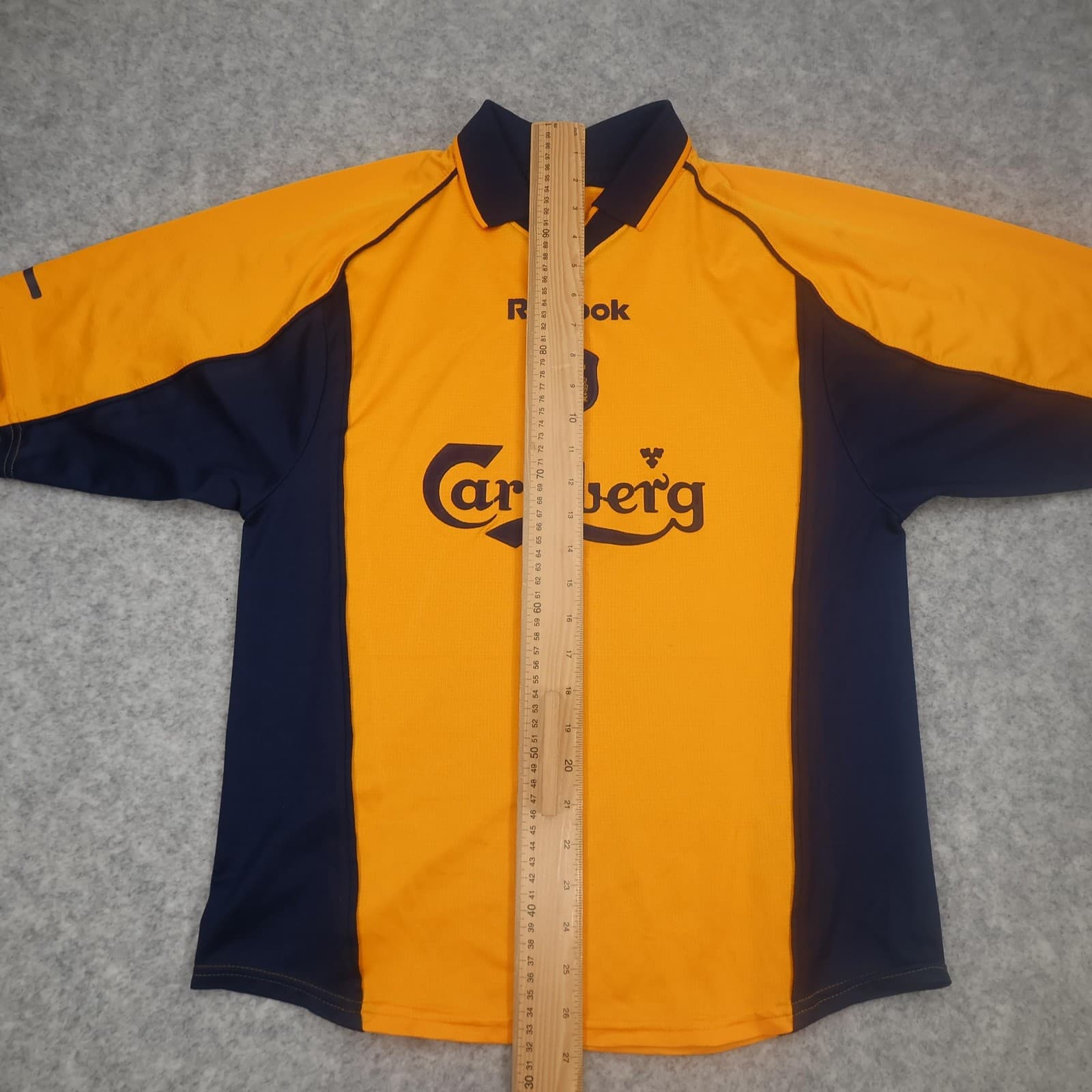 Vintage Liverpool Away Shirt Mens Medium Yellow 1998 Reebok Carlsberg Jersey photo 12
