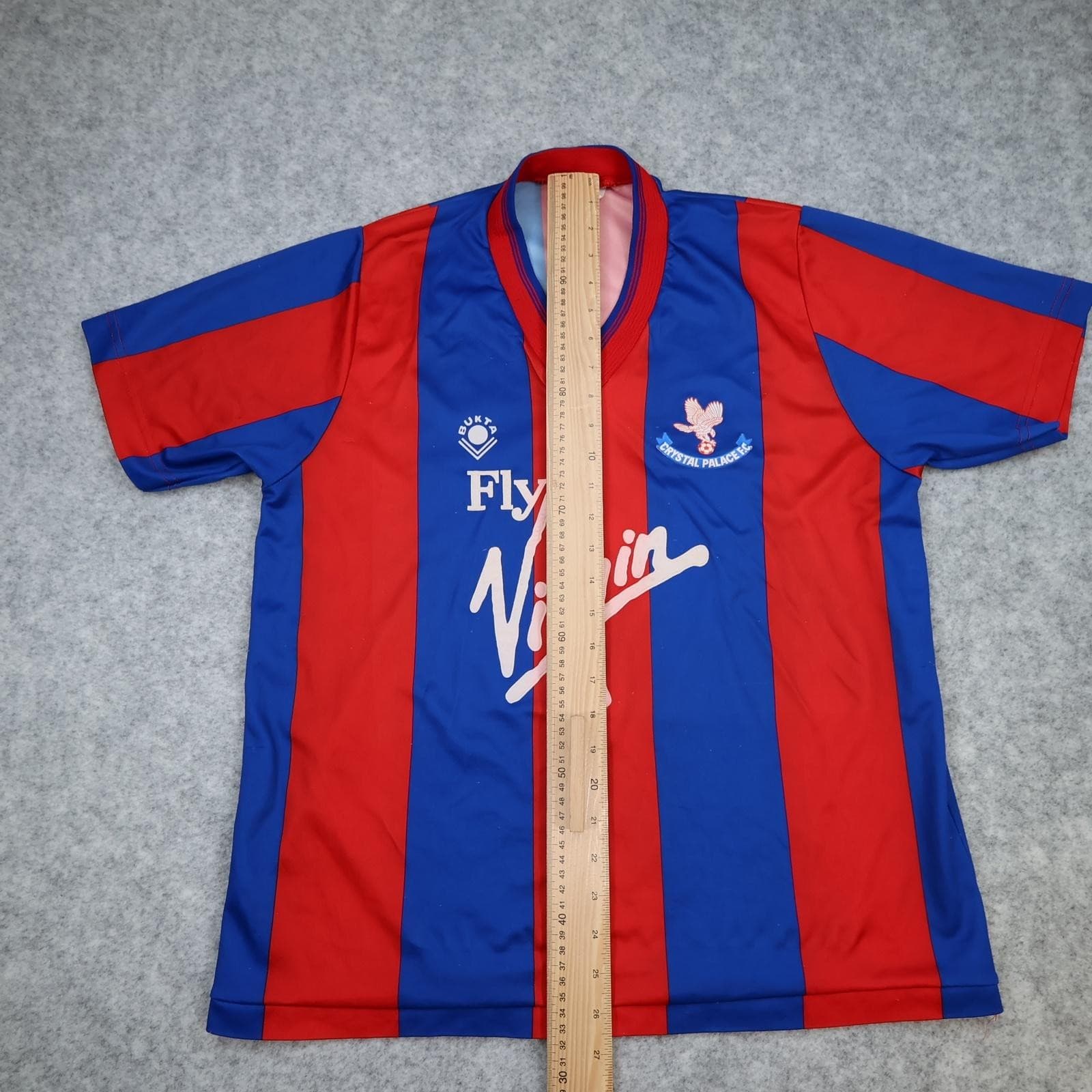 Vintage Crystal Palace Shirt Mens Large Home Red Blue 1989 1990 Bukta Virgin 80s photo 15