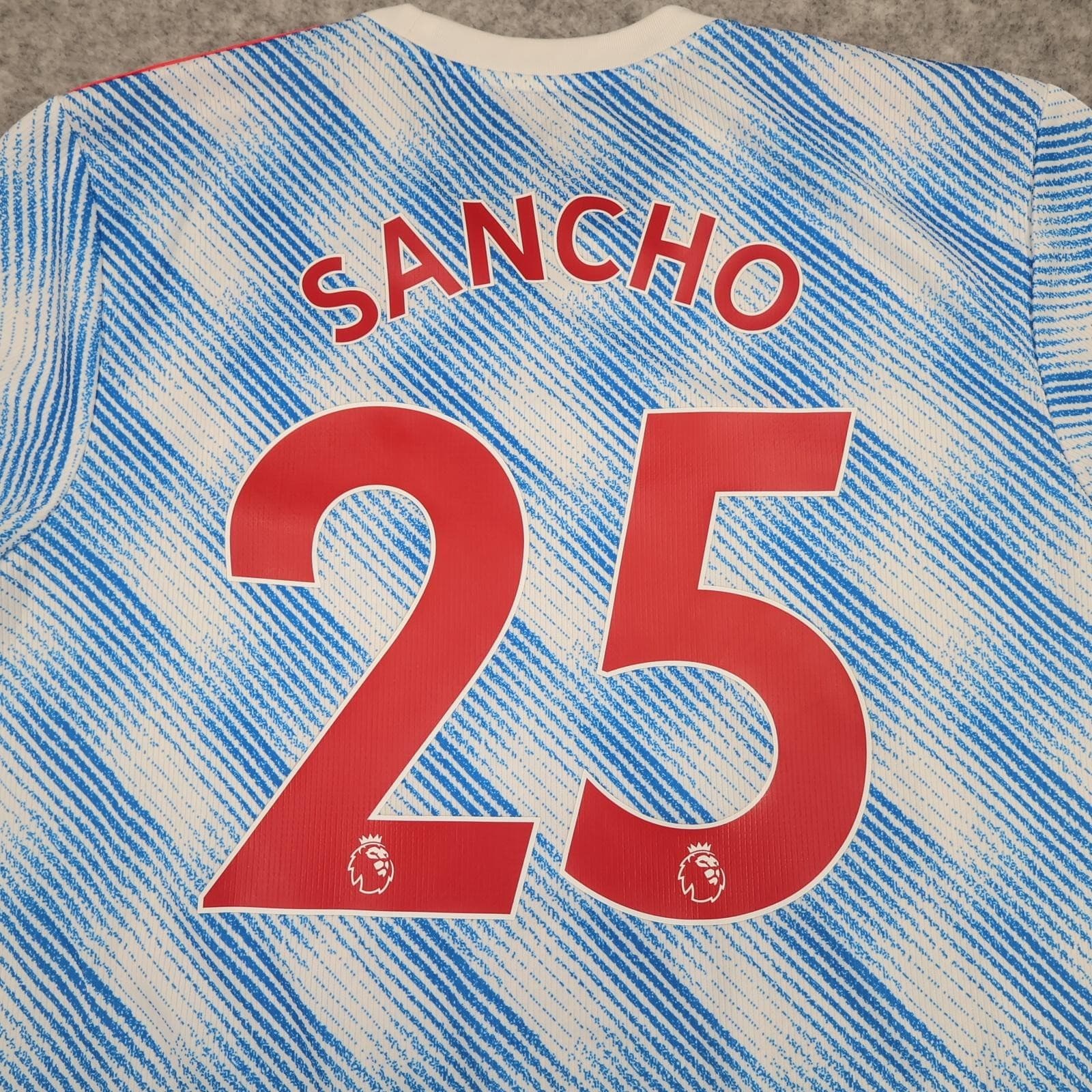 Manchester United Shirt Mens XL Blue Away Kit 2021 2022 Football Adidas Sancho photo 3