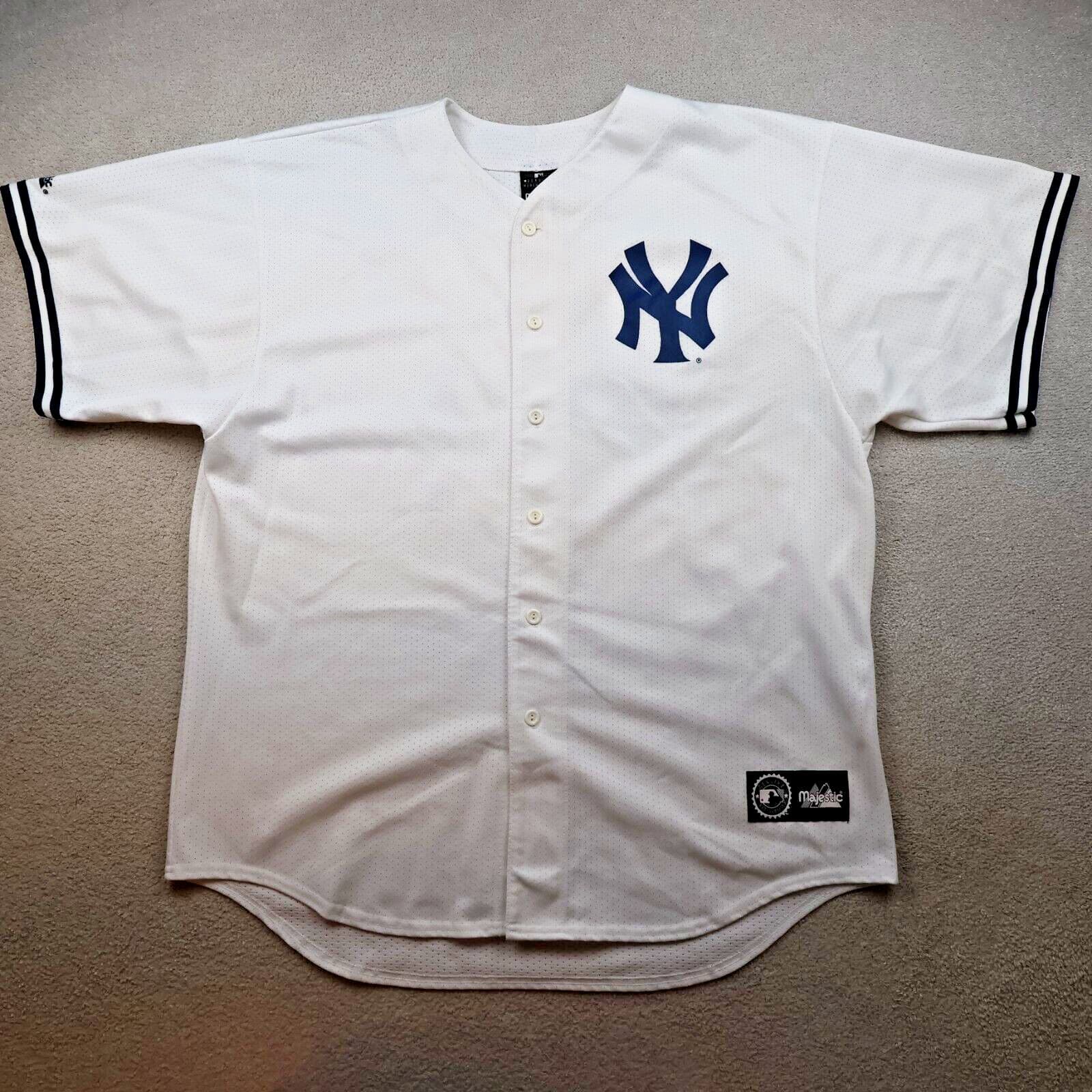 Vintage New York Yankees Jersey 2XL White Majestic Baseball Shirt Derek Jeter photo 2