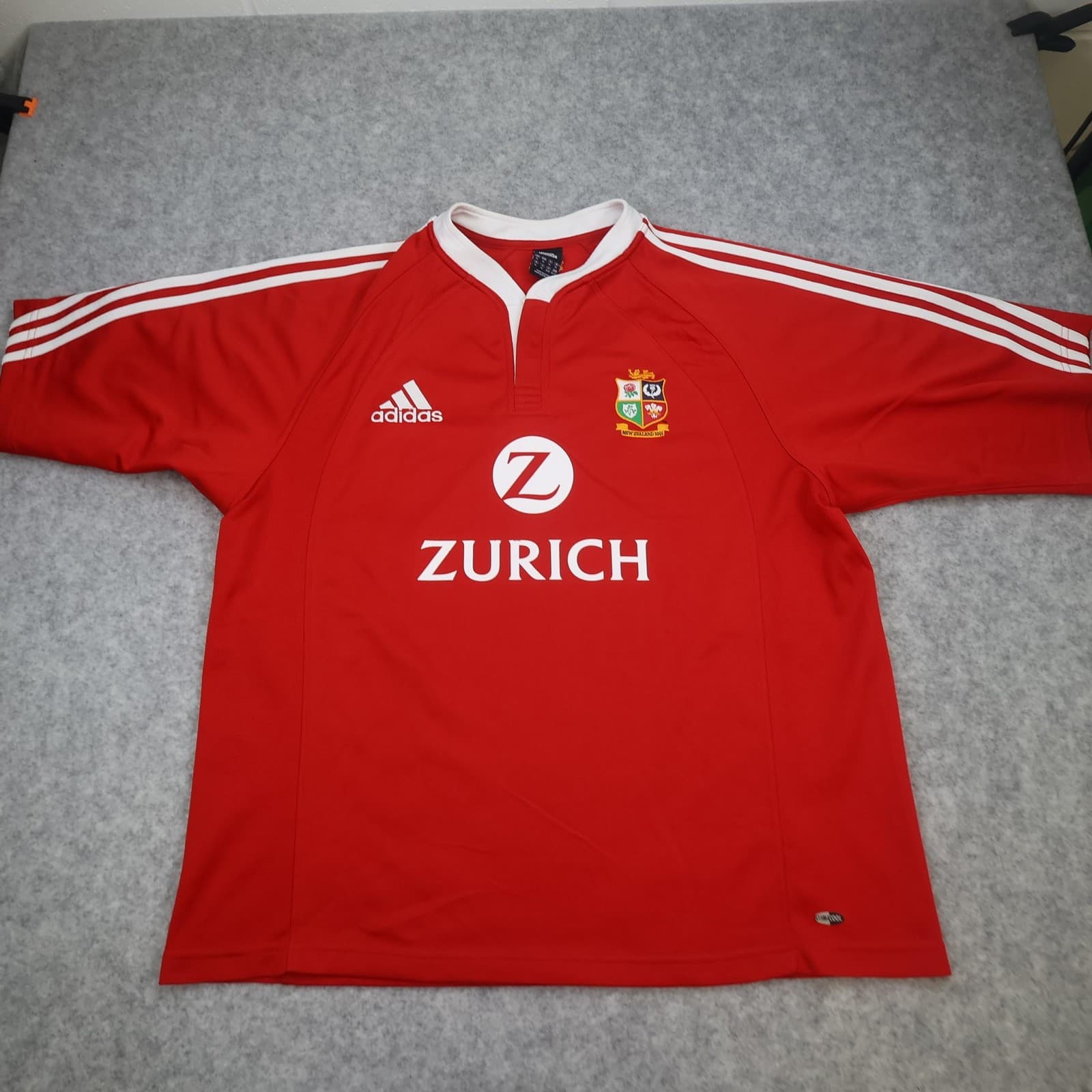 Vintage British Lions Rugby Shirt Mens XL Red Rugby Union Adidas Zurich 2005
