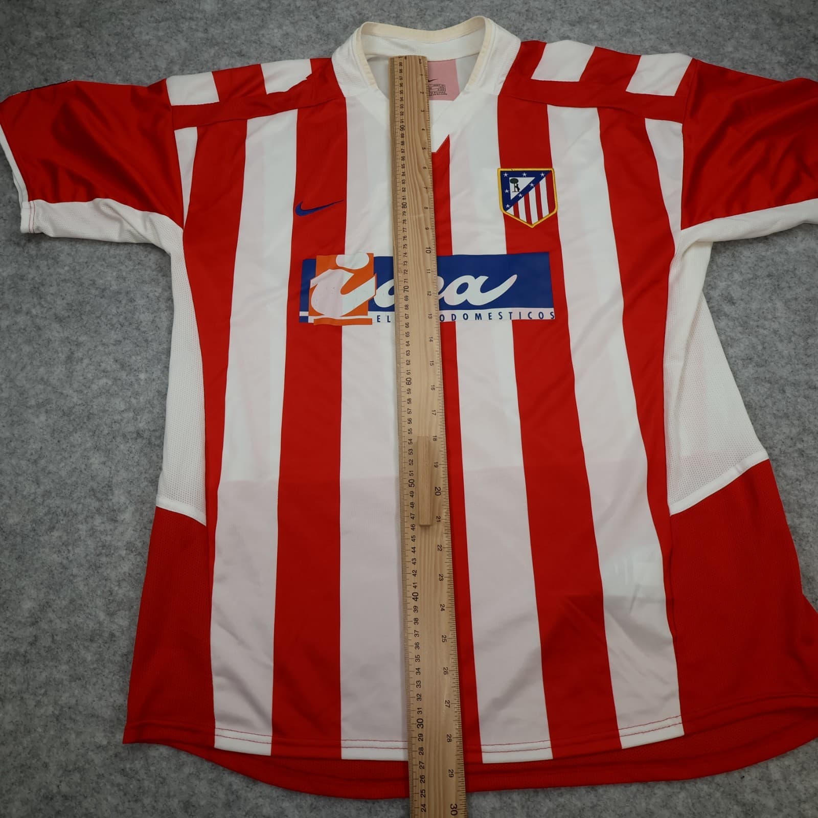Vintage Atletico Madrid Shirt Large Red Stripe Home Kit 2002 2003 Nike Jersey photo 12