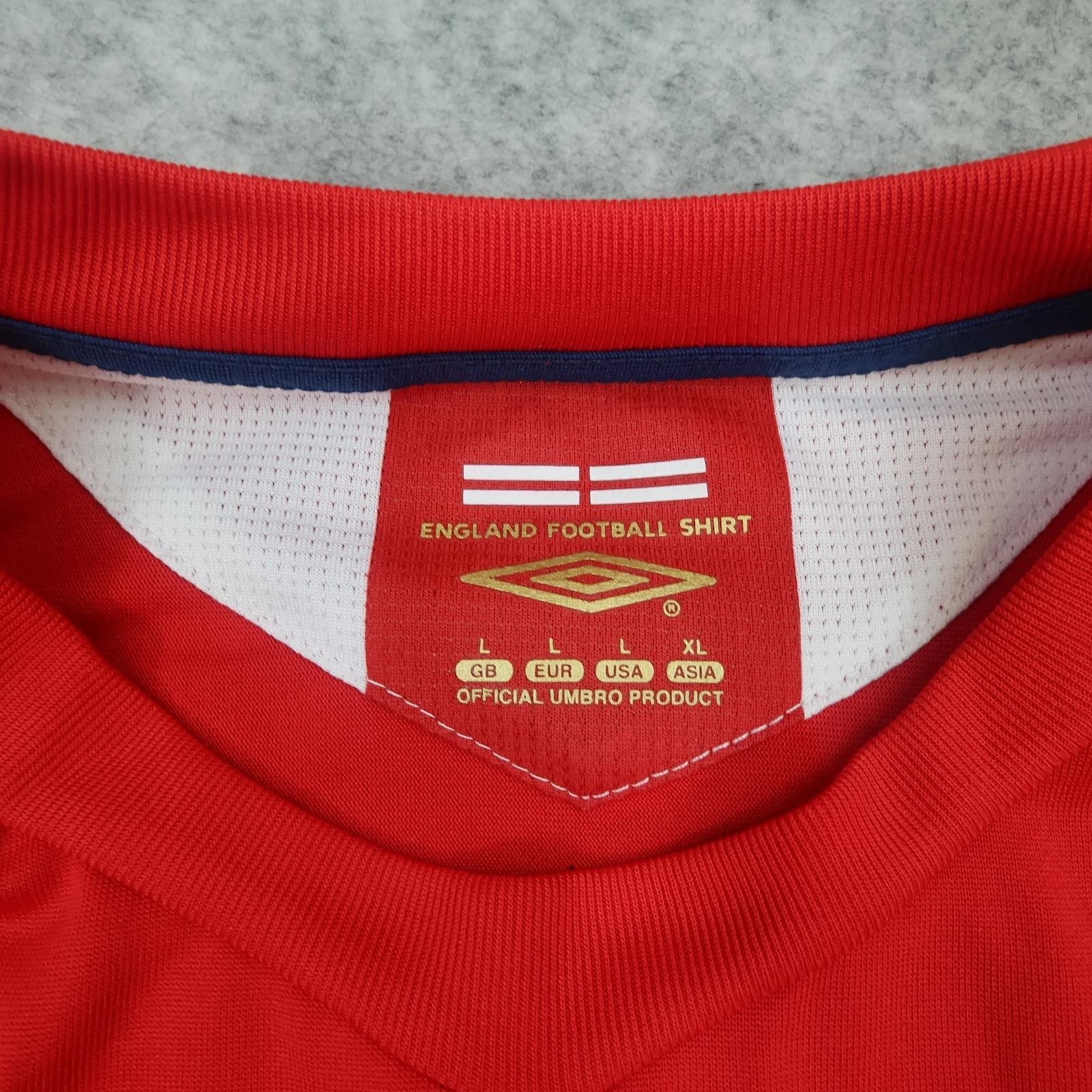 England Away Shirt Mens Large Red 2006 2008 Football Umbro Beckham 7 Jersey photo 5