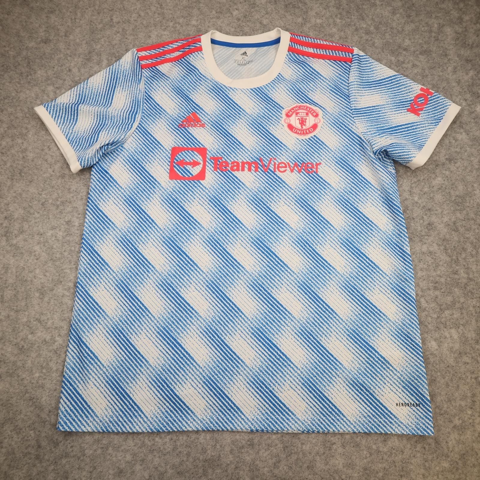 Manchester United Shirt Mens XL Blue Away Kit 2021 2022 Football Adidas Sancho photo 2