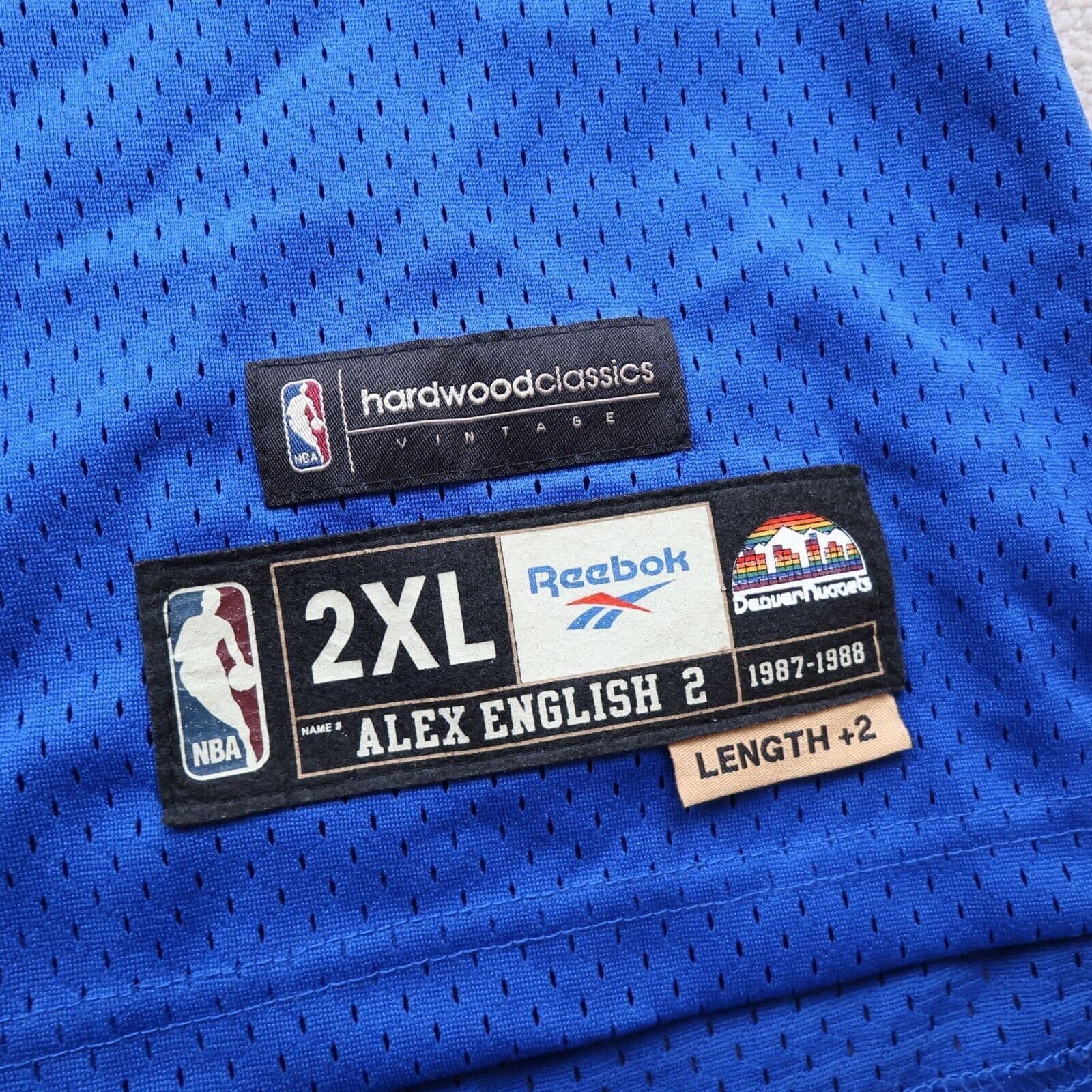 Denver Nuggets Jersey 2XL Reebok NBA Alex English Hardwood Classics 1987 1988 photo 7