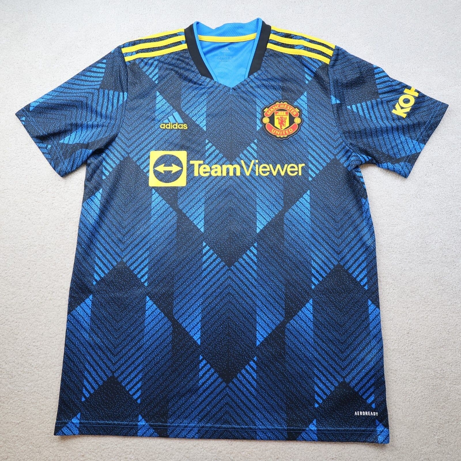 Manchester United Shirt Large Blue Third Kit 2021 2022 Adidas Jersey Ronaldo 7 photo 2