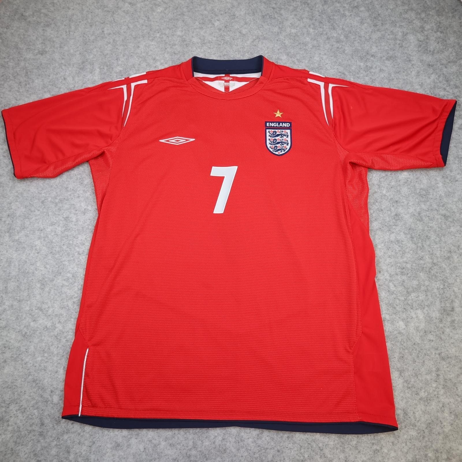 Vintage England Away Shirt Mens XL Red 2004 2006 Football Umbro Beckham 7 photo 2