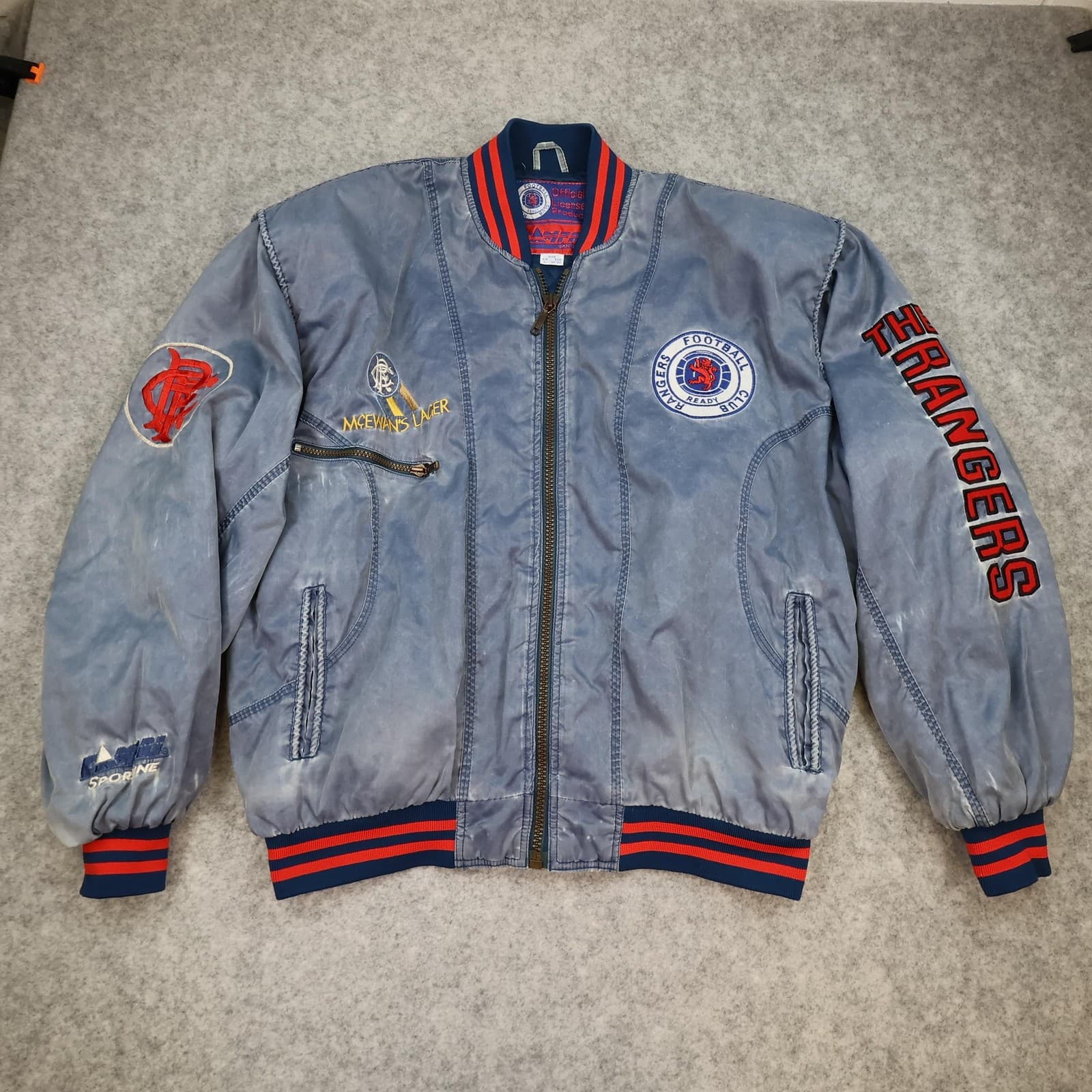 Vintage Glasgow Rangers 1990 1992 Varsity Jacket Campri McEwans Lager 90s photo 2