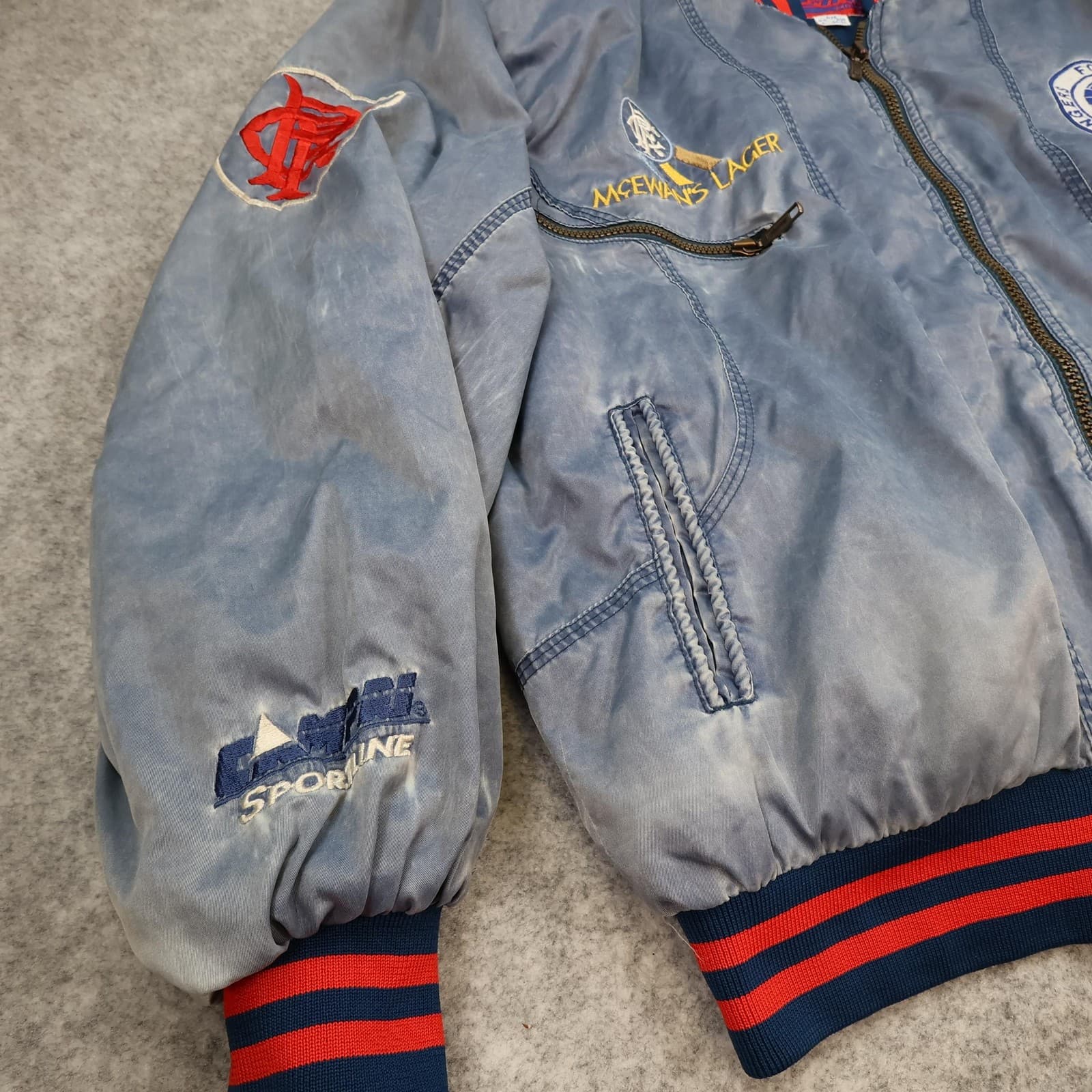 Vintage Glasgow Rangers 1990 1992 Varsity Jacket Campri McEwans Lager 90s photo 7