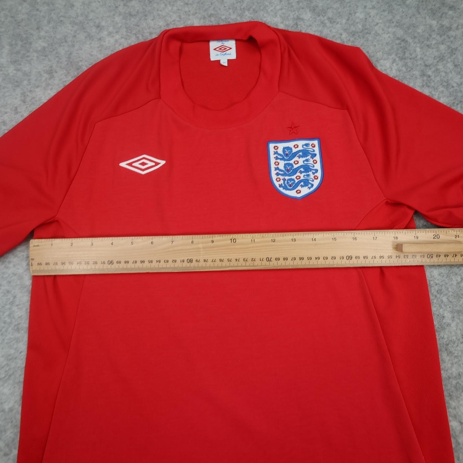 England Away Shirt Mens Medium Red 2010 2011 Soccer Umbro Tailored Jersey 40" photo 7