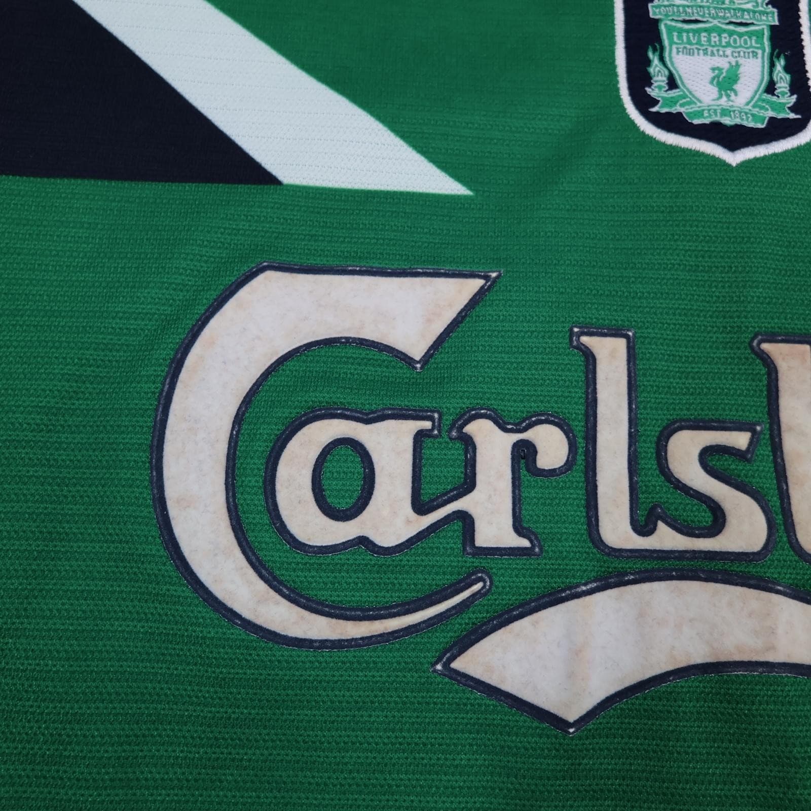Vintage Liverpool Away Shirt Mens Small Green 1999 2001 Reebok Carlsberg photo 5